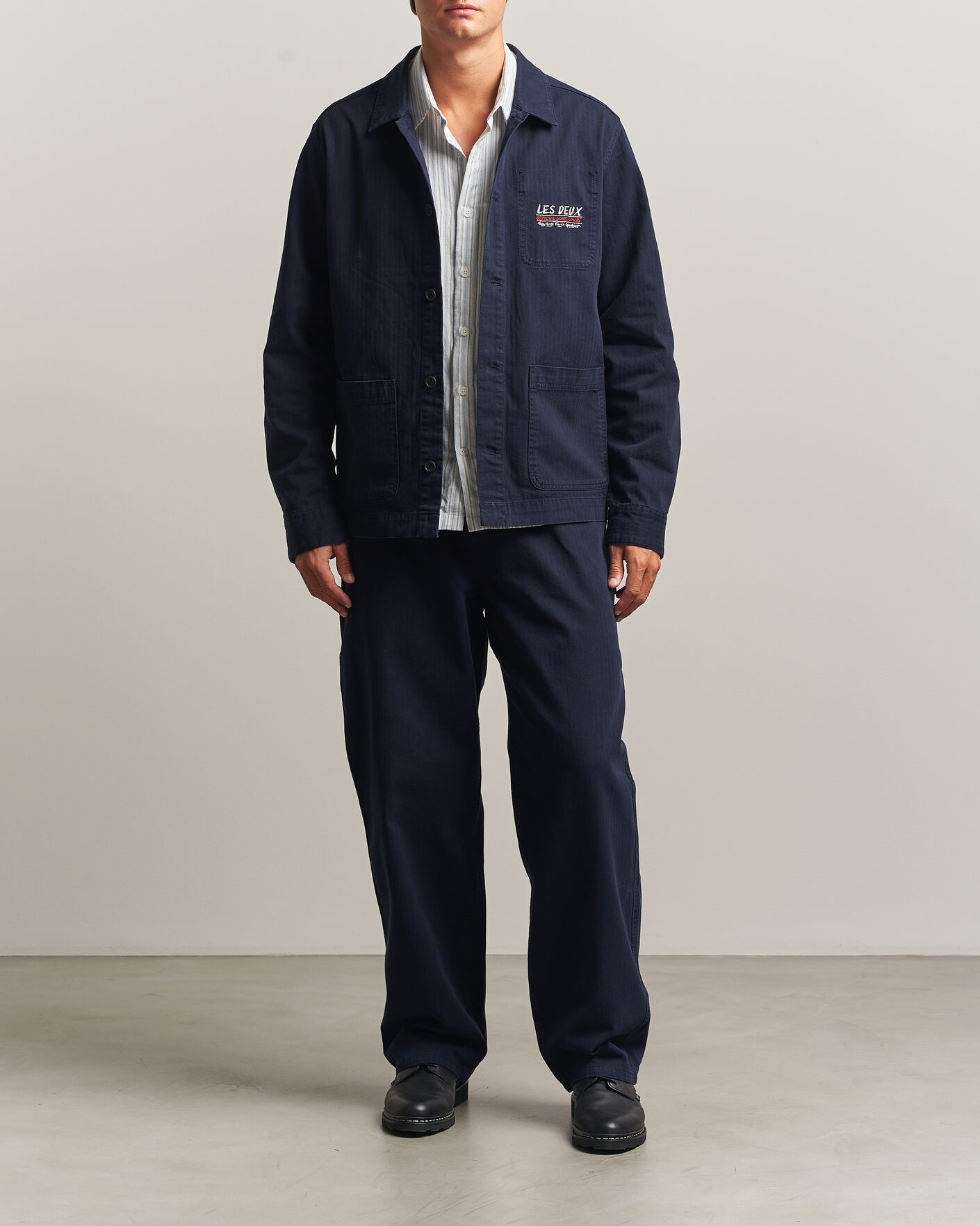 Mies | Kauluspaidat | LES DEUX | Herringbone Artist Overshirt Dark Navy