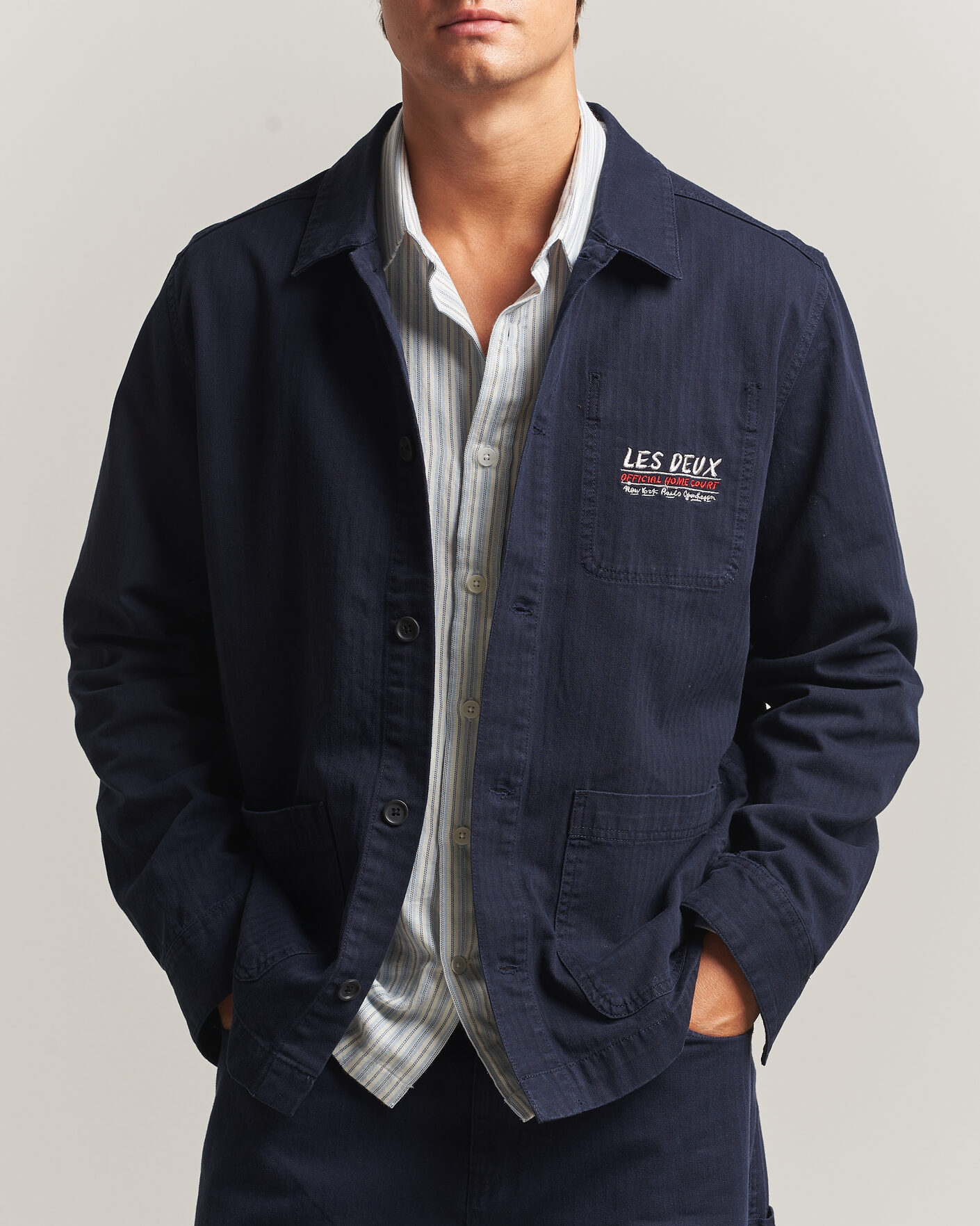 Mies | Kauluspaidat | LES DEUX | Herringbone Artist Overshirt Dark Navy