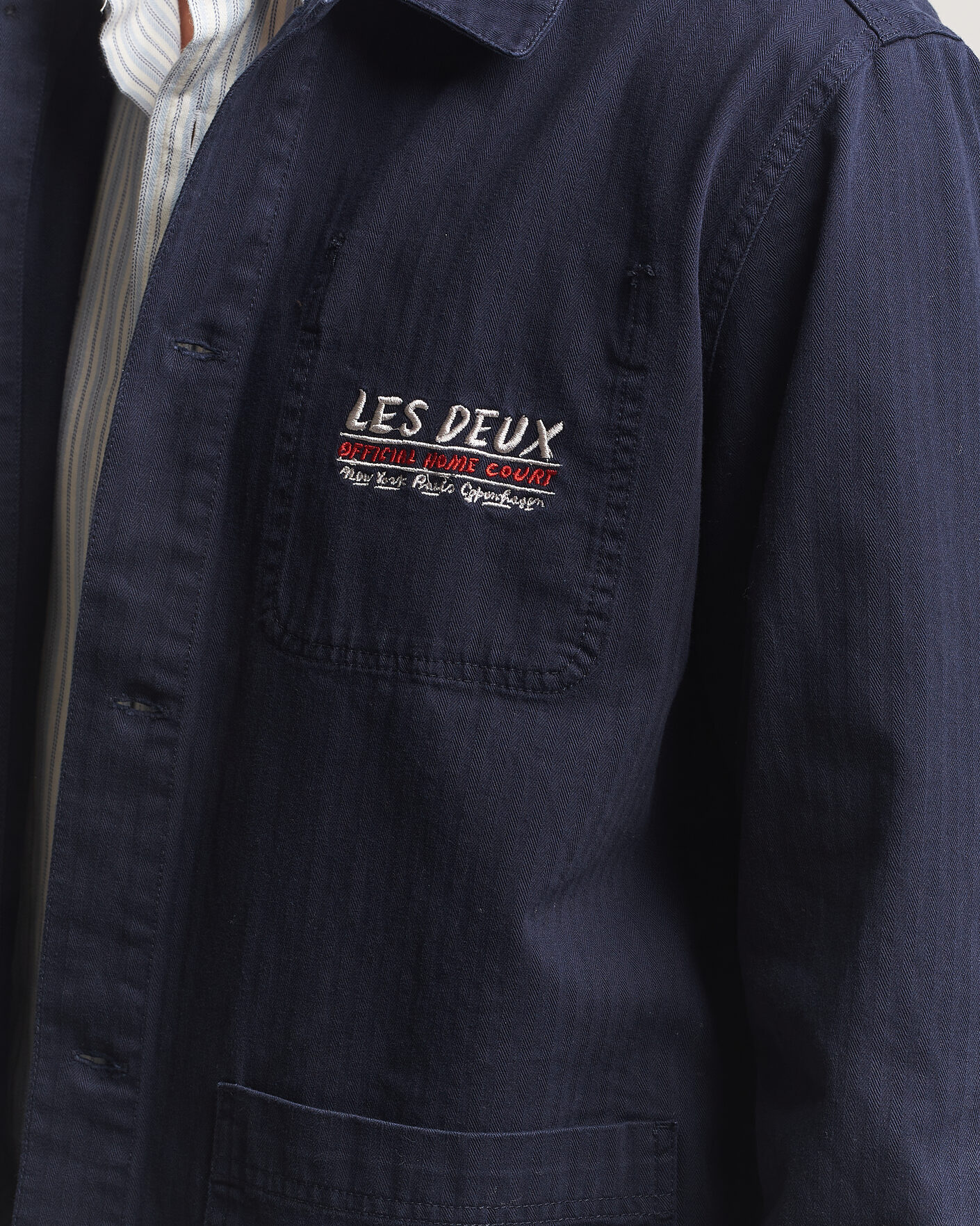 Mies | Kauluspaidat | LES DEUX | Herringbone Artist Overshirt Dark Navy