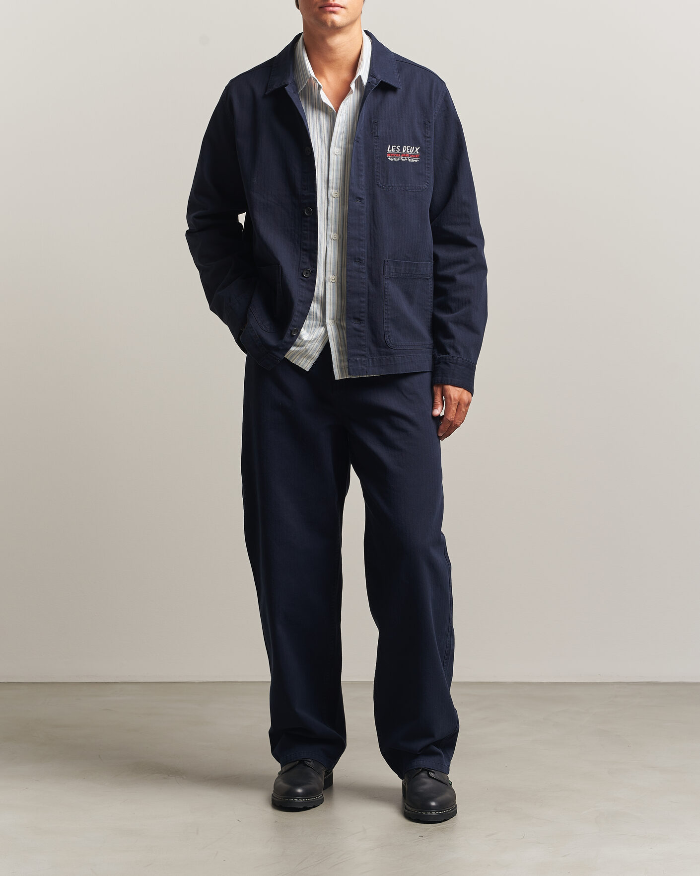 Mies | Housut | LES DEUX | Roi Carpenter Herringbone Pants Dark Navy