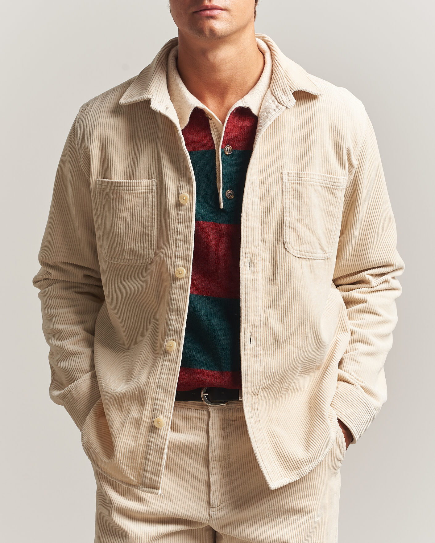 Mies | Kauluspaidat | LES DEUX | Corduroy Overshirt Ivory
