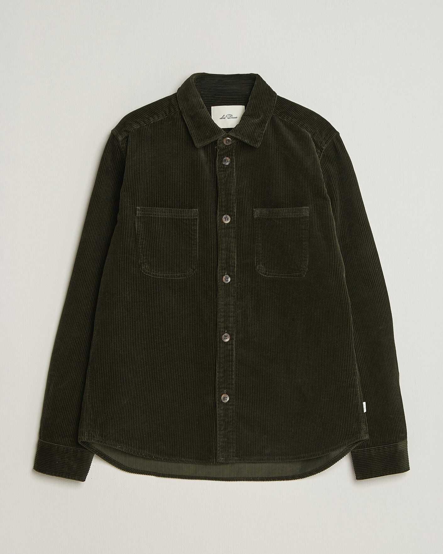 Mies | Kauluspaidat | LES DEUX | Corduroy Overshirt Rosin Green