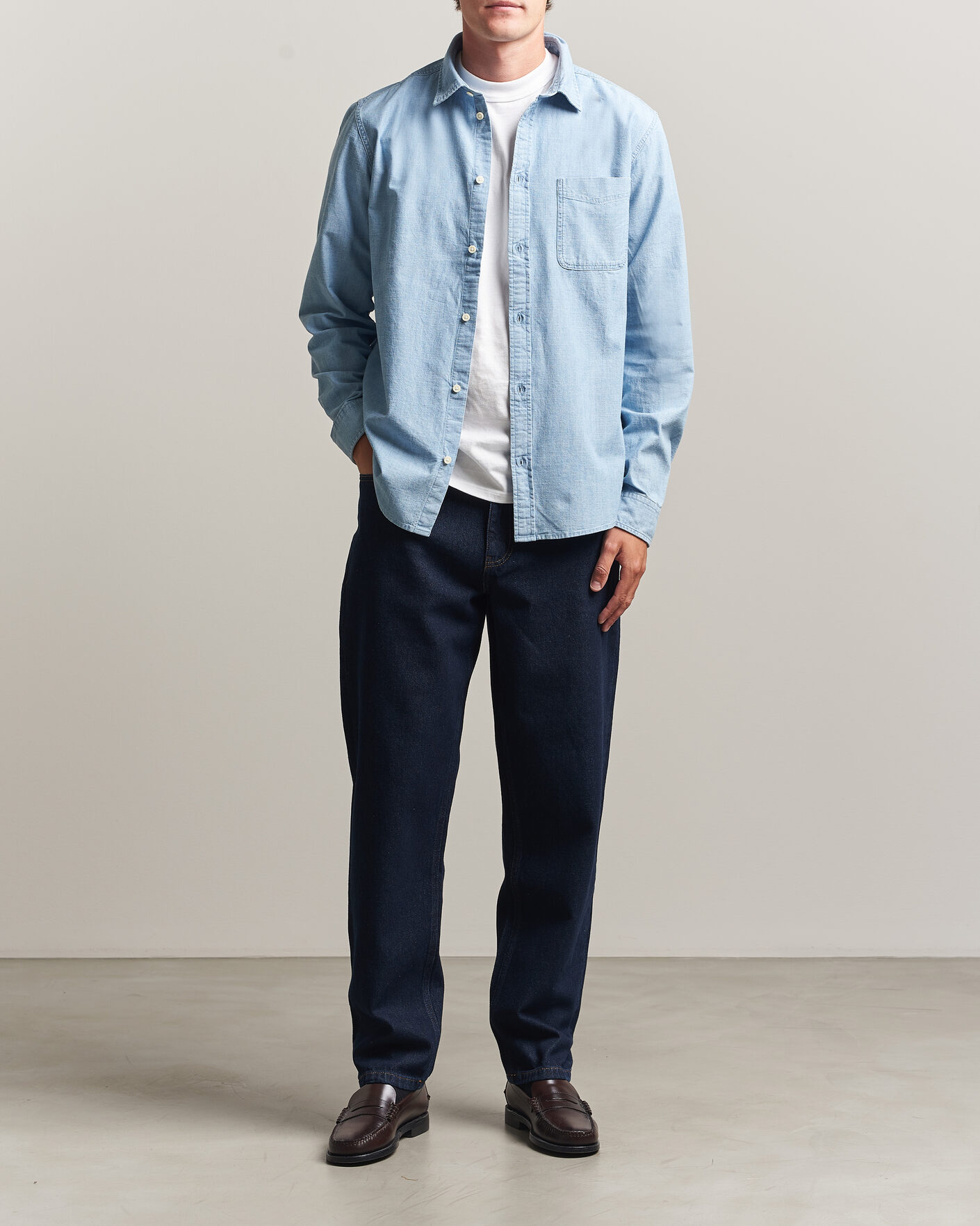 Mies | Kauluspaidat | LES DEUX | Chambray Shirt Light Blue Wash