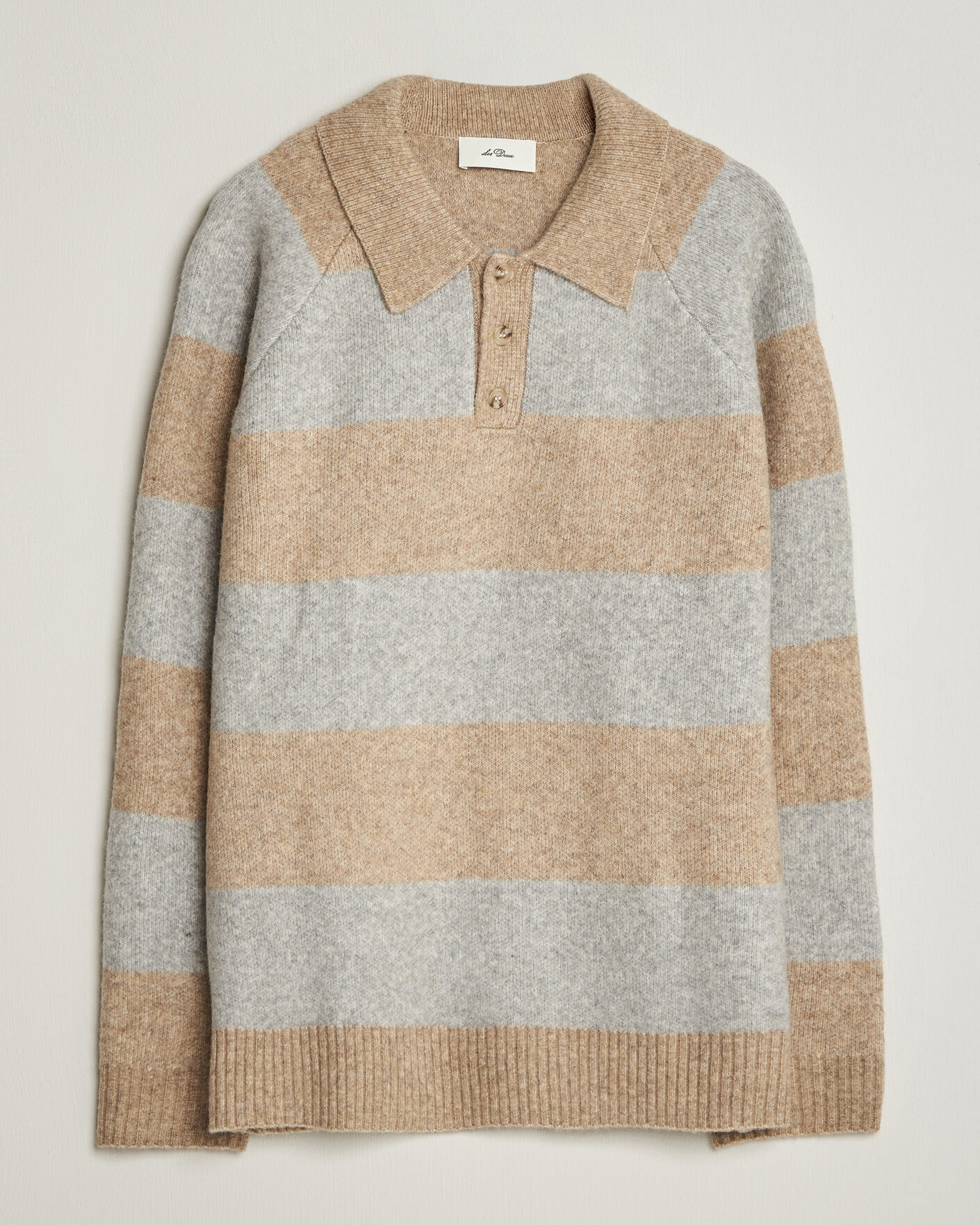 Mies | Puserot | LES DEUX | Striped Melange Knit Polo Light Sand Melange