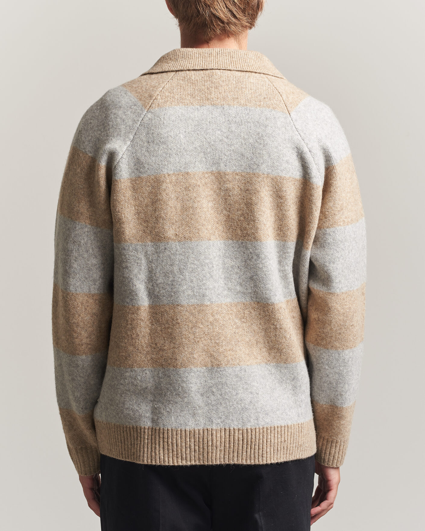 Mies | Puserot | LES DEUX | Striped Melange Knit Polo Light Sand Melange