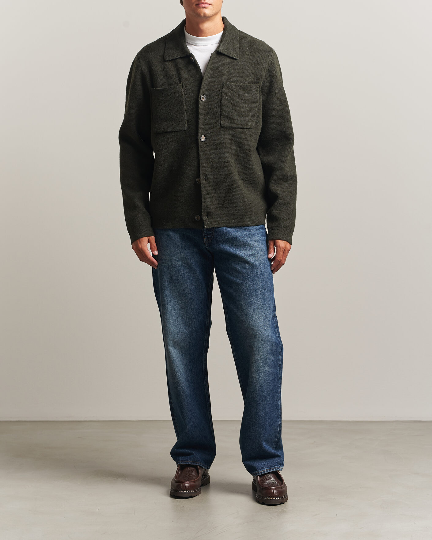 Mies | Puserot | LES DEUX | Milano Knit Overshirt Rosin Green