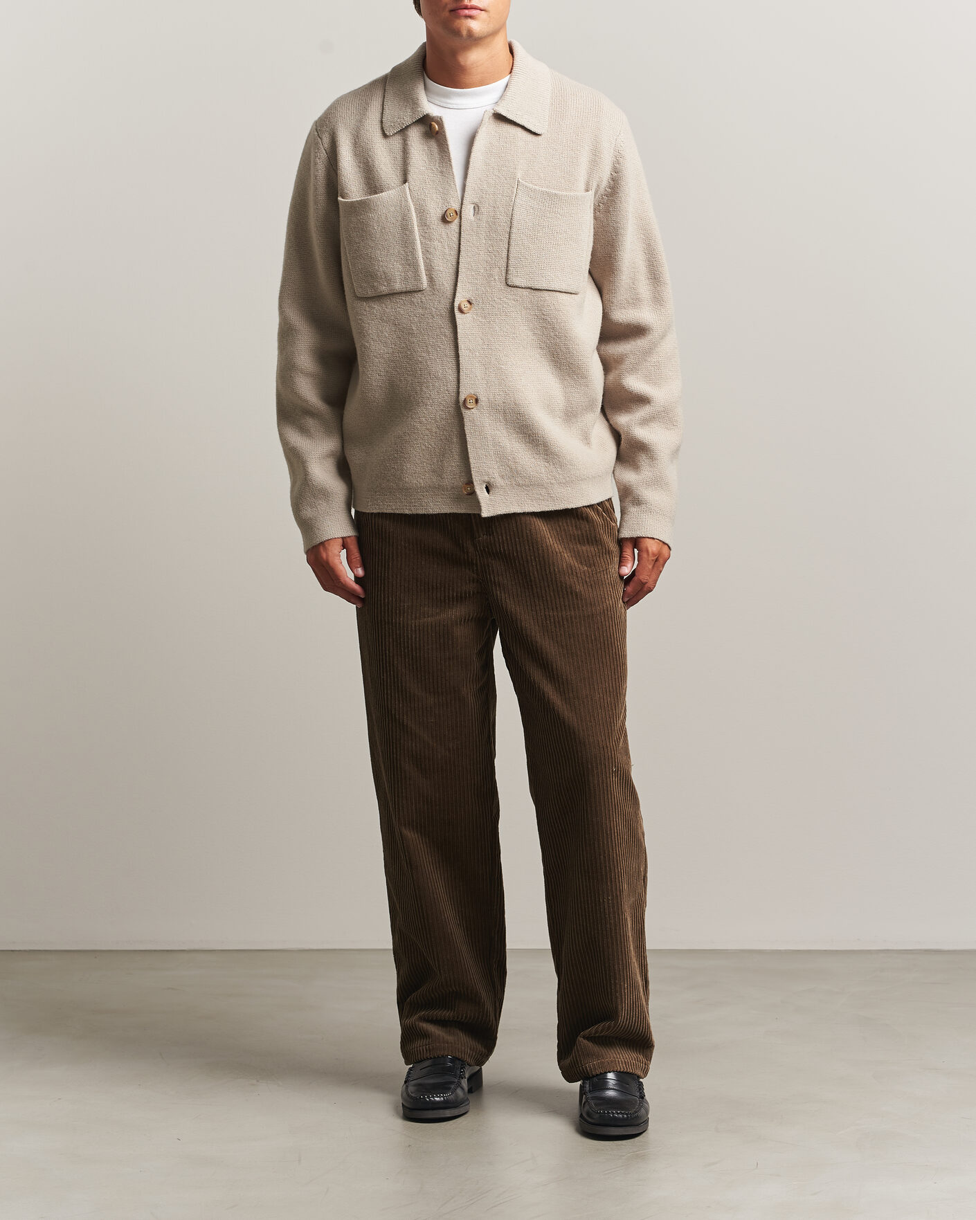Mies | Puserot | LES DEUX | Milano Knit Overshirt Light Sand