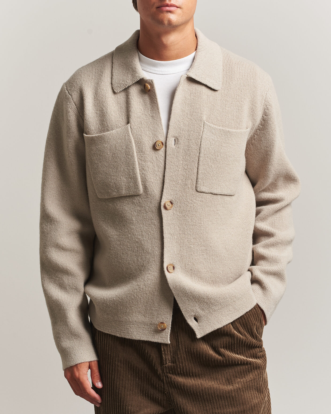 Mies | Puserot | LES DEUX | Milano Knit Overshirt Light Sand