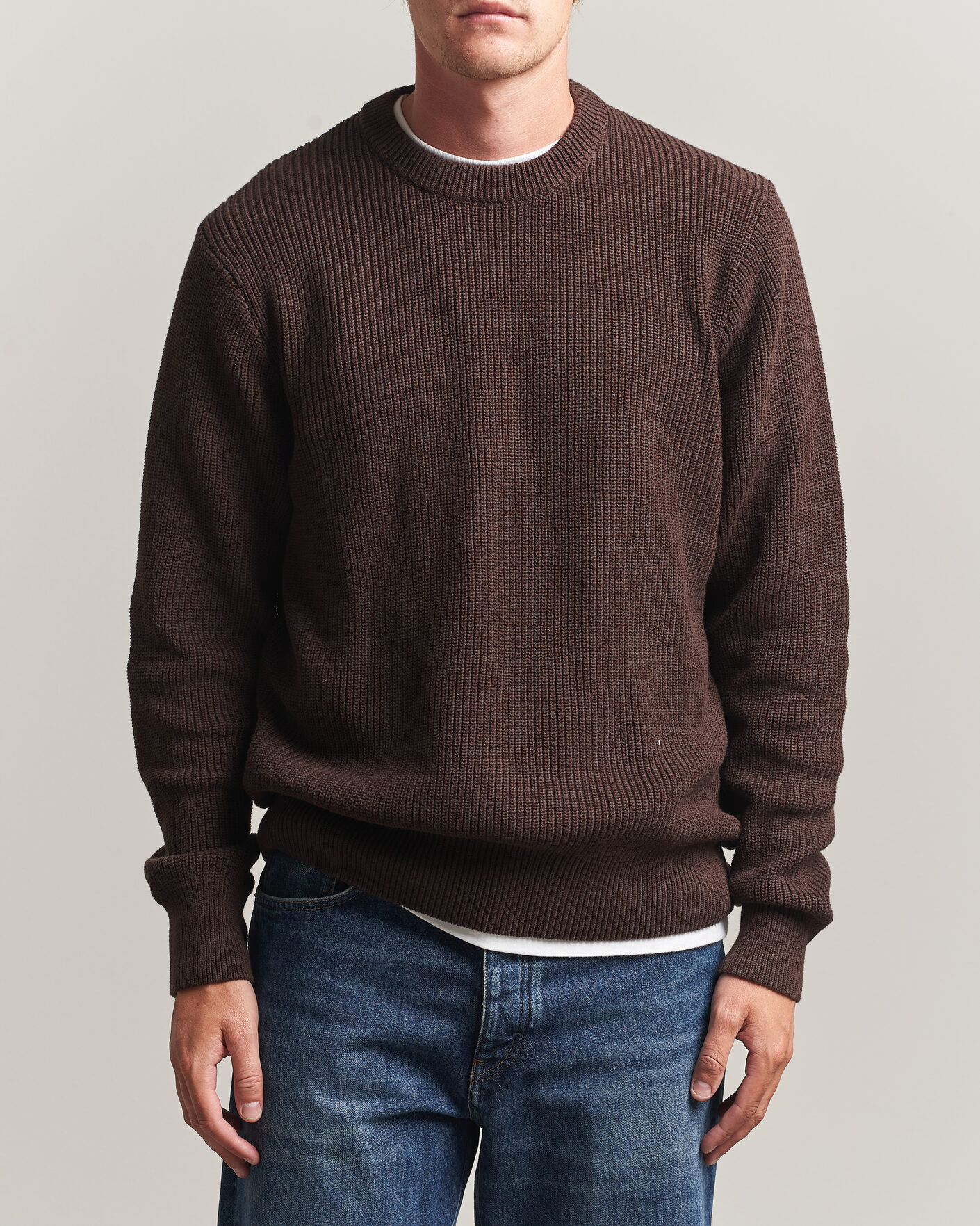 Mies | Puserot | LES DEUX | Rib Crewneck Knit Molé Brown