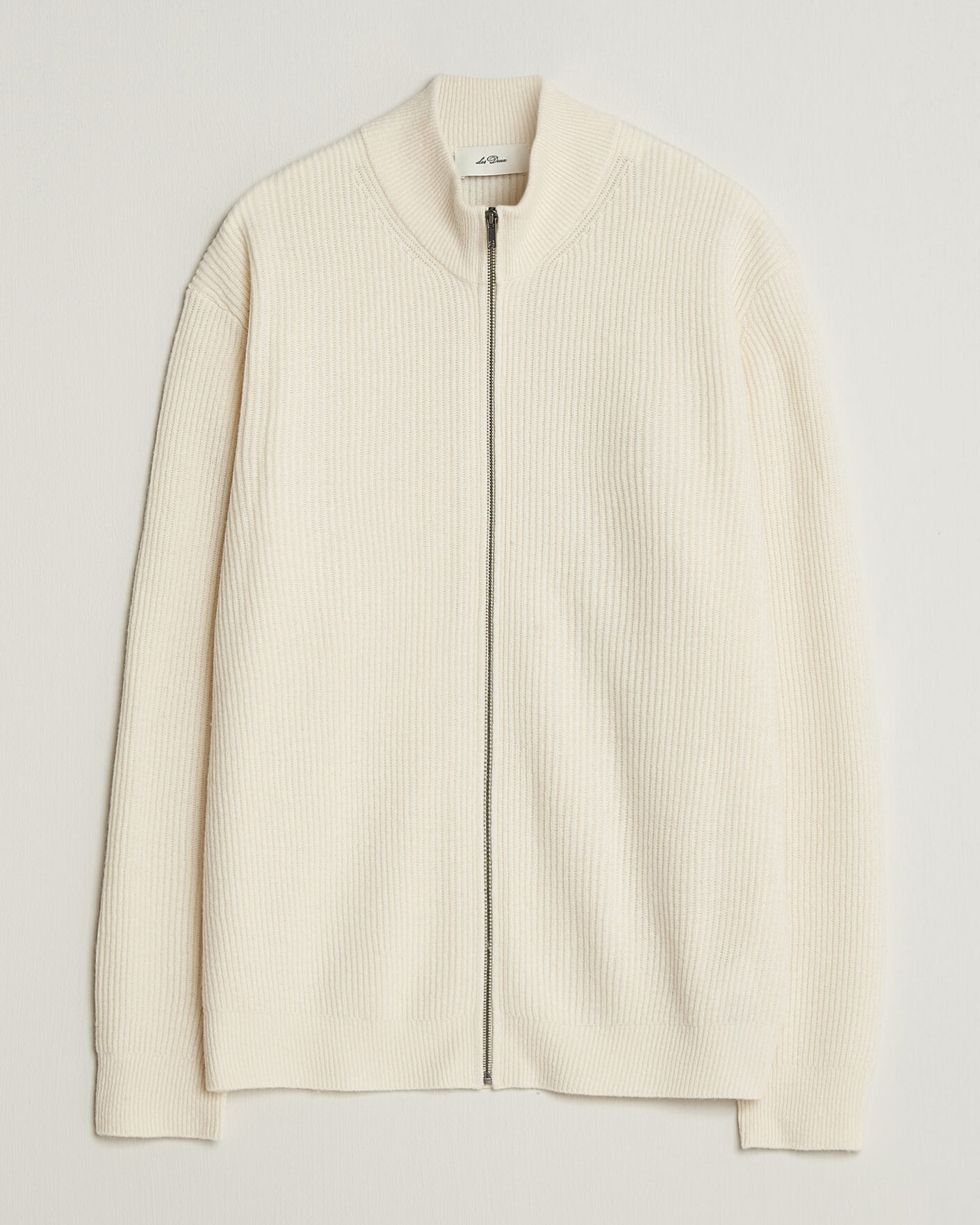 Mies | Puserot | LES DEUX | Wool Rib Zipper Knit Ivory Melange