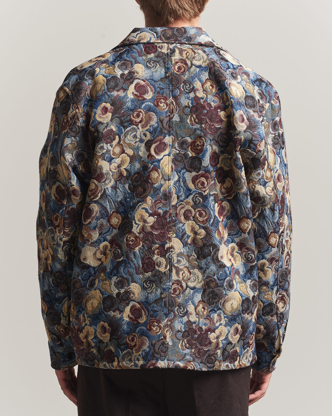 Mies | Kauluspaidat | LES DEUX | Flower Jaquard Overshirt Blue Multi