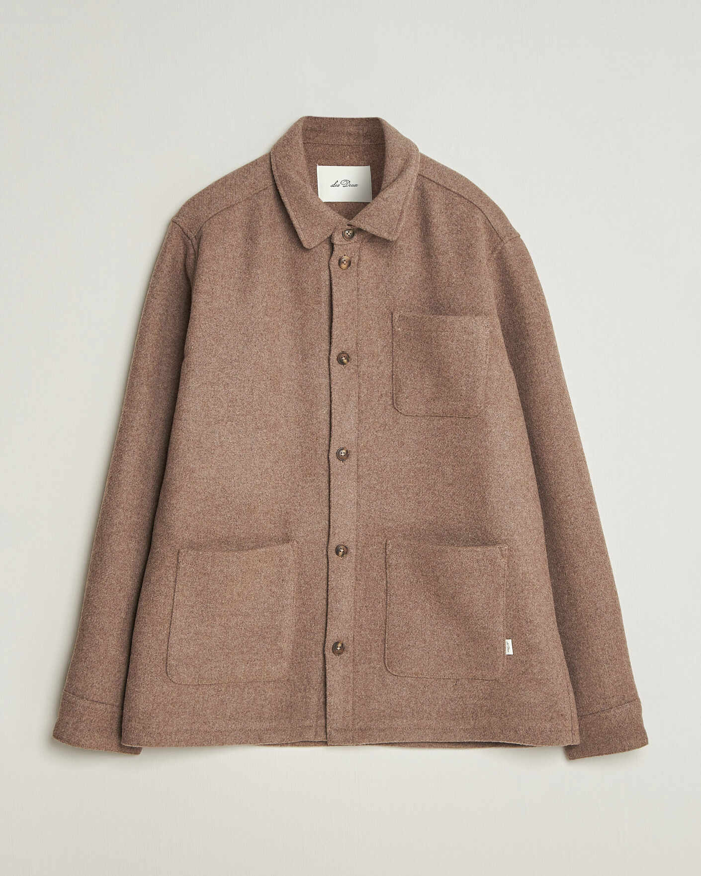 Mies | Kauluspaidat | LES DEUX | Wool Overshirt Dark Sand Melange