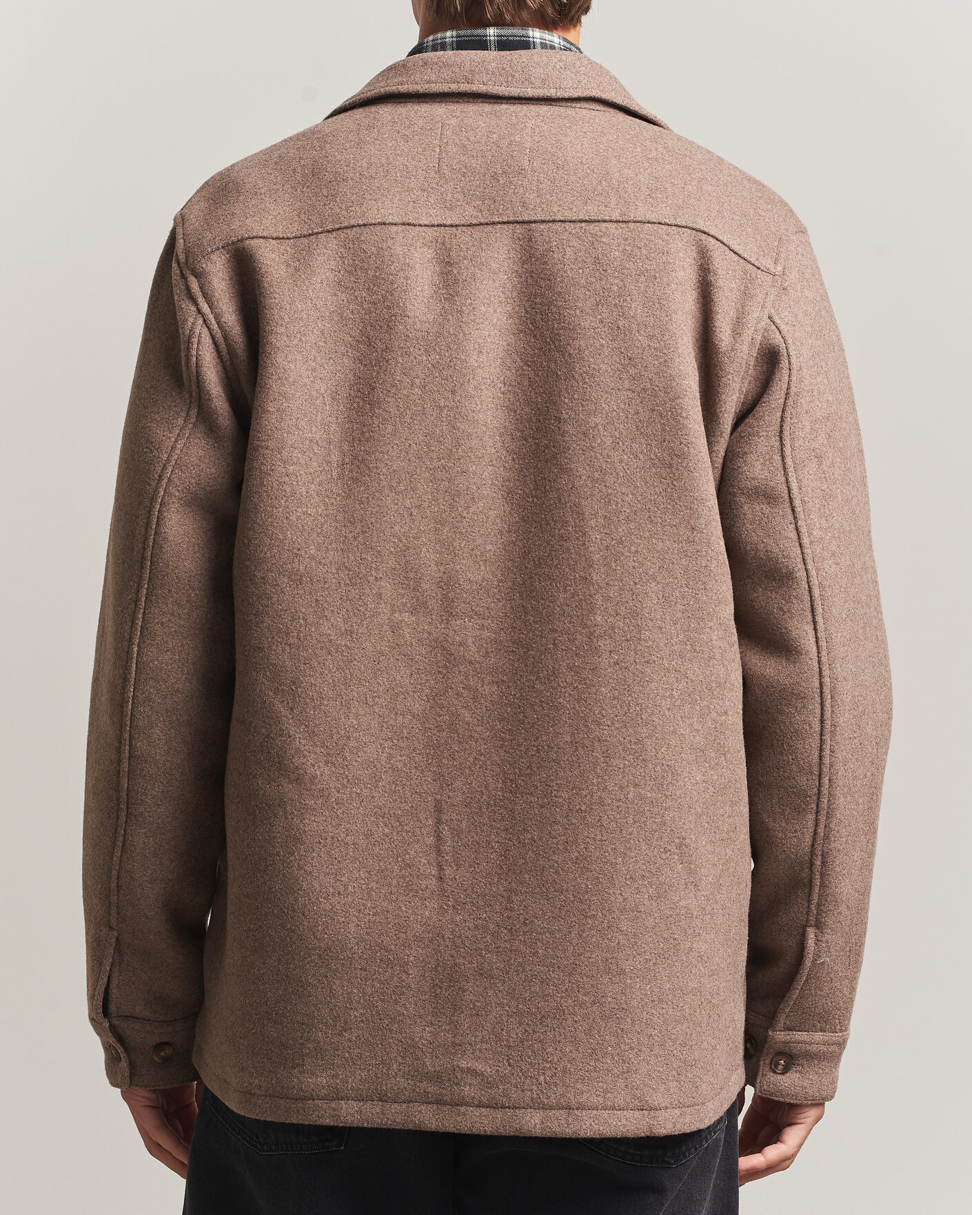 Mies | Kauluspaidat | LES DEUX | Wool Overshirt Dark Sand Melange