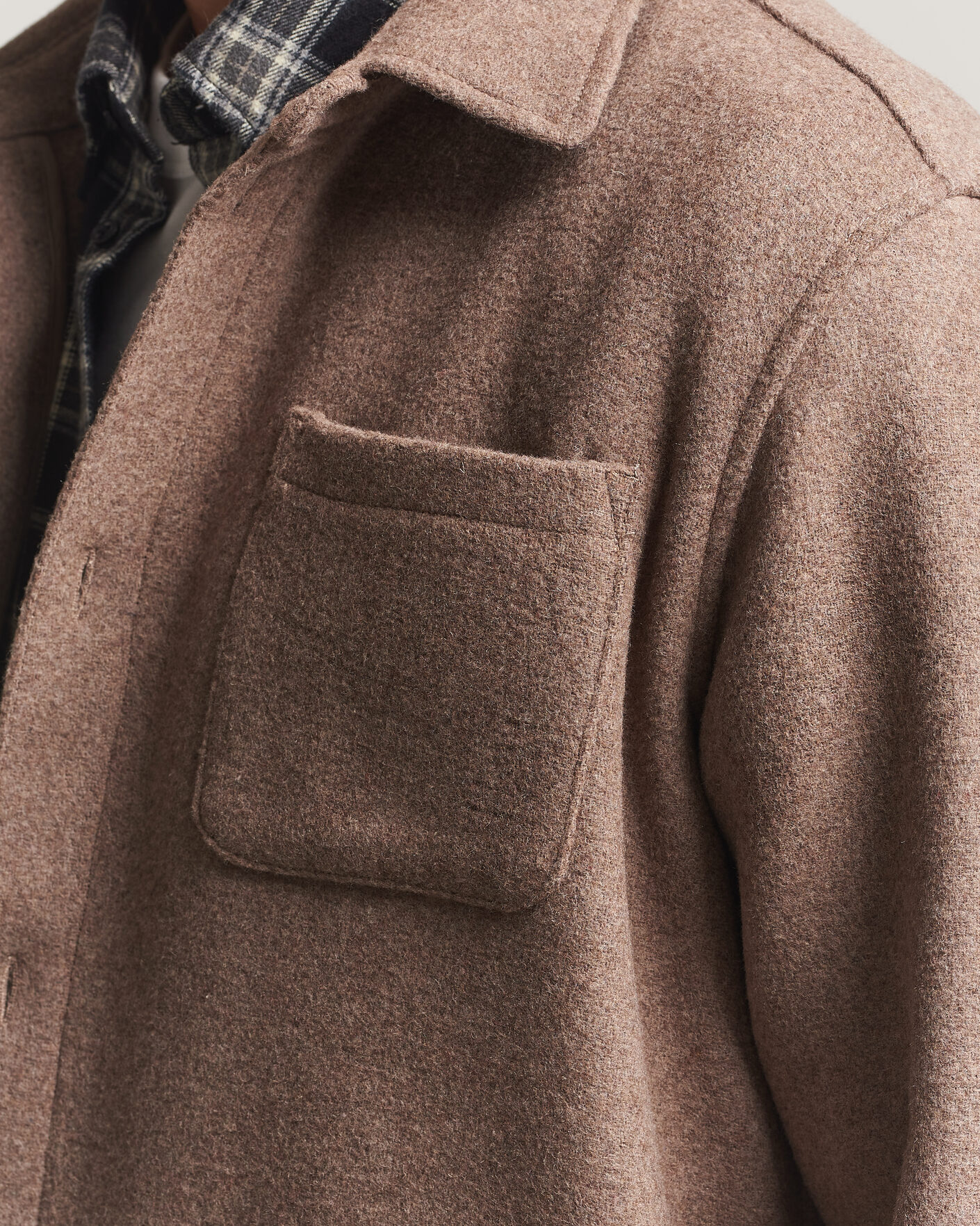 Mies | Kauluspaidat | LES DEUX | Wool Overshirt Dark Sand Melange