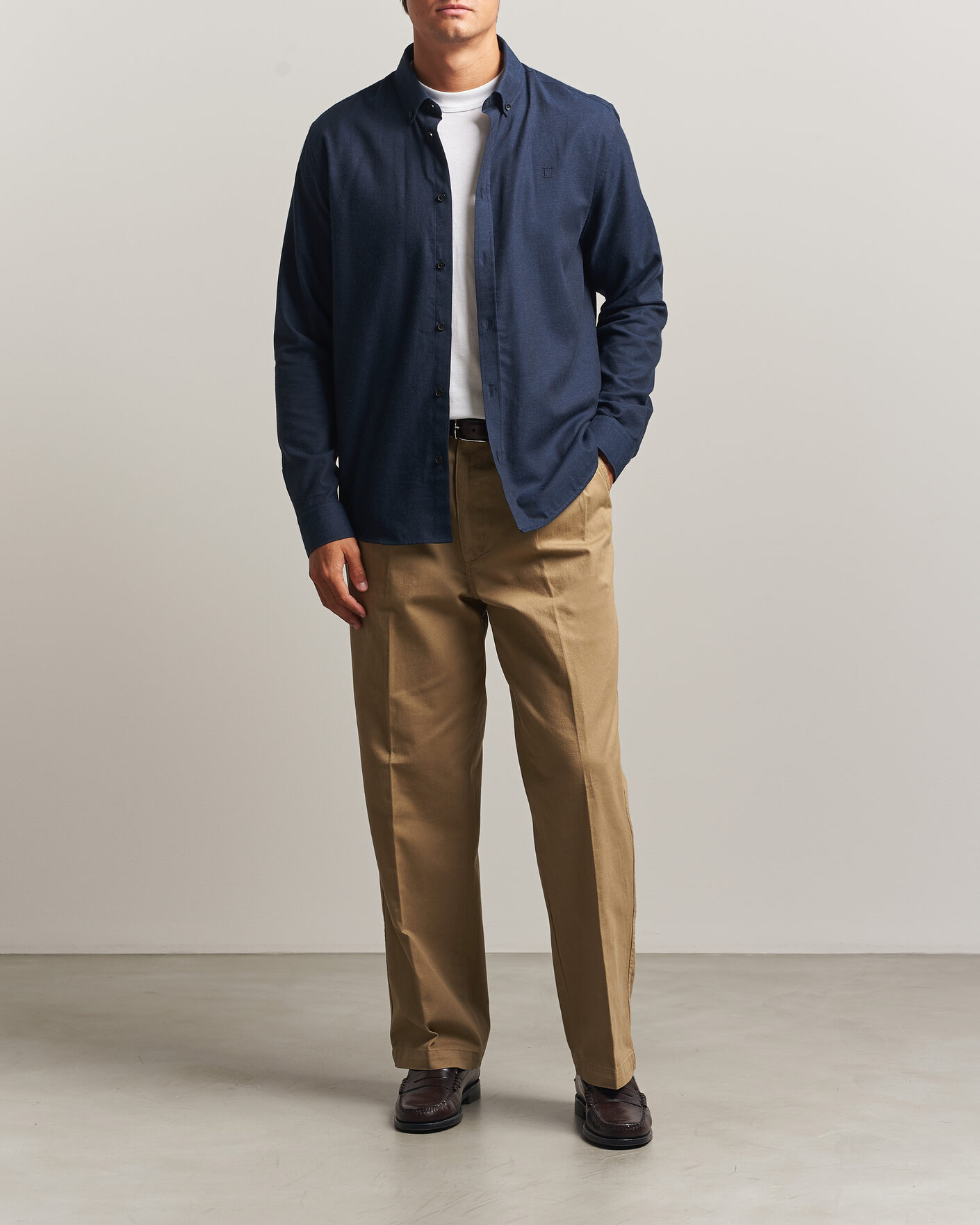 Mies | Kauluspaidat | LES DEUX | Soft Flannel Shirt Dark Navy