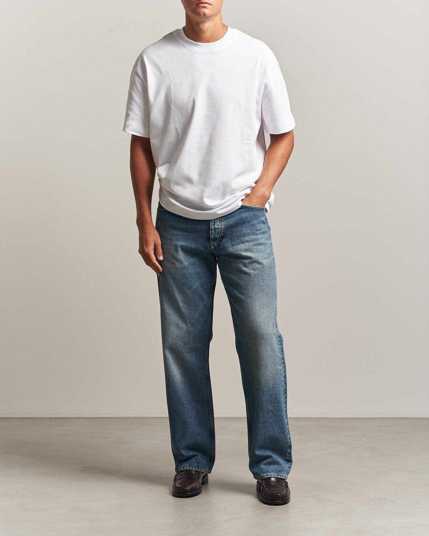 Mies | T-paidat | LES DEUX | Heavyweight T-Shirt White