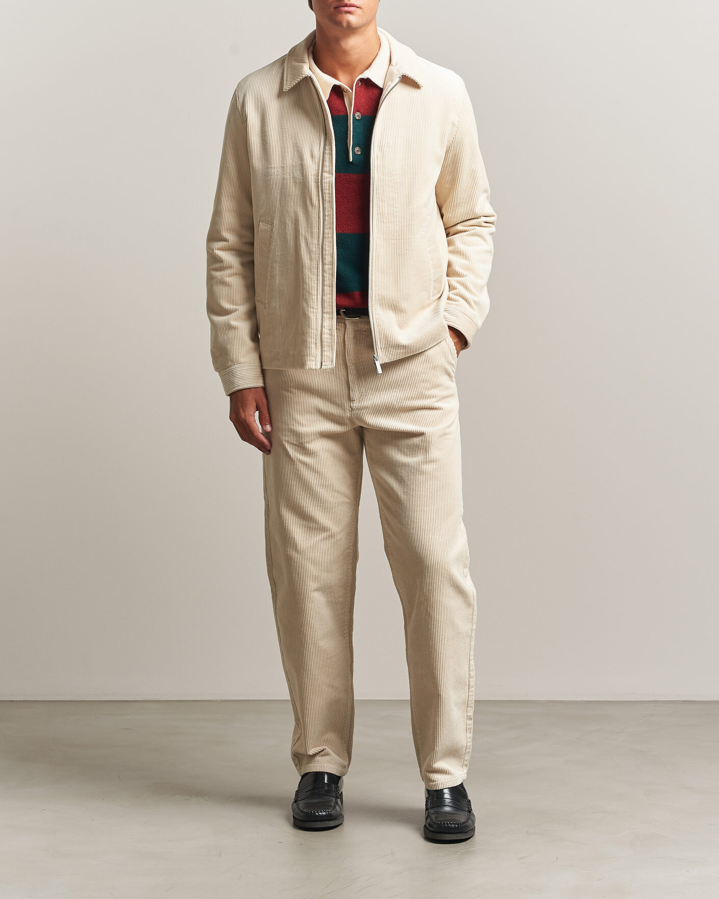 Mies | Takit | LES DEUX | Corduroy Zipper Coach Jacket Ivory