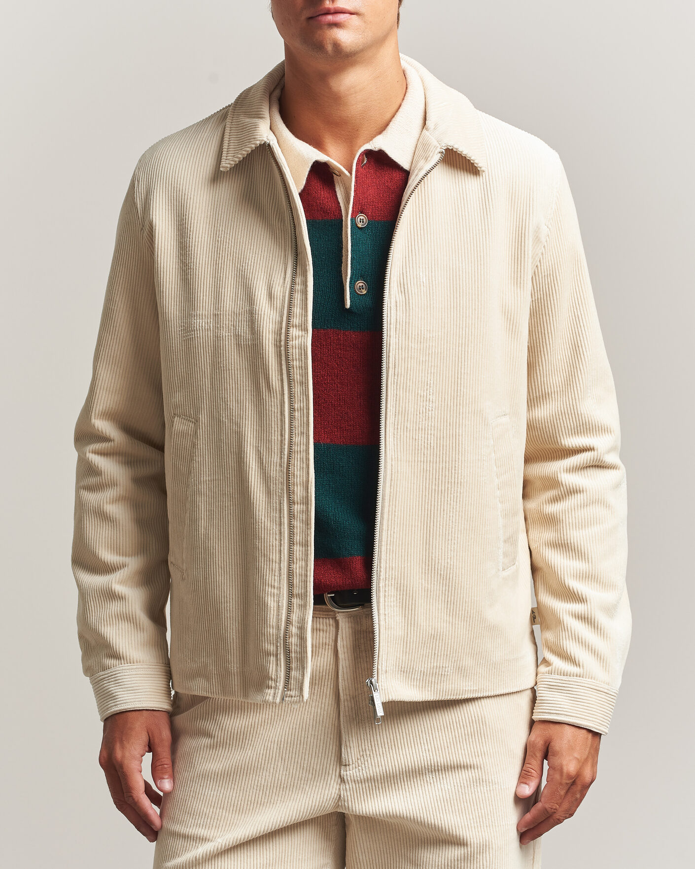 Mies | Takit | LES DEUX | Corduroy Zipper Coach Jacket Ivory