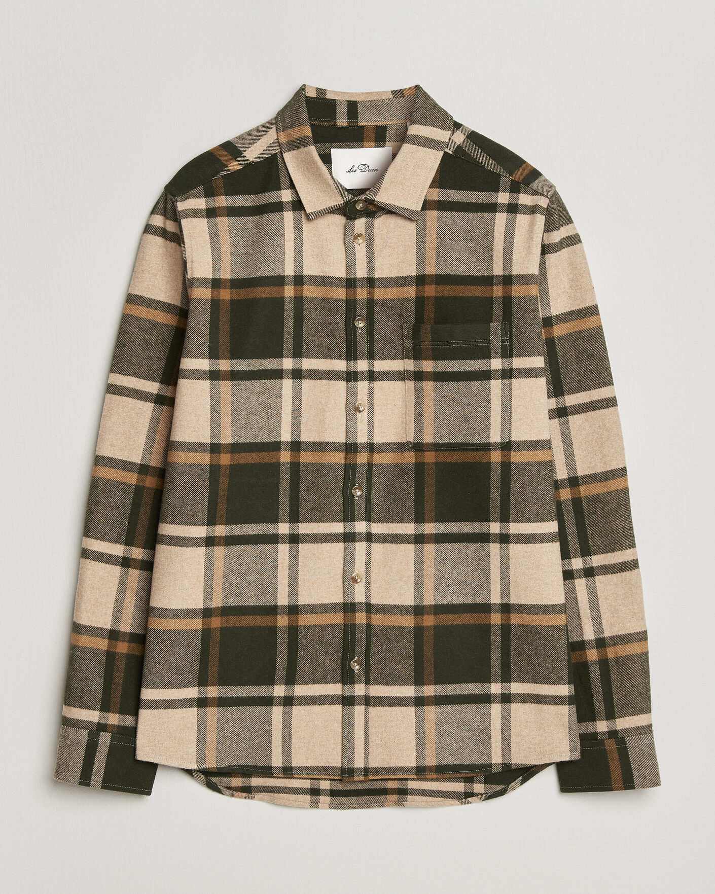 Mies | Kauluspaidat | LES DEUX | Check Flannel Shirt Rosin Green
