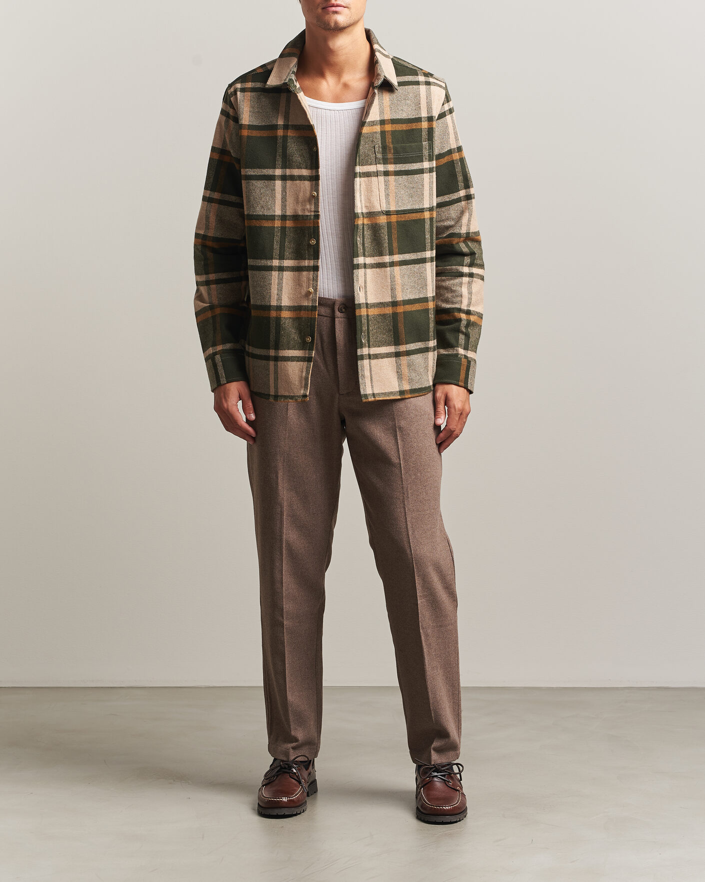 Mies | Kauluspaidat | LES DEUX | Check Flannel Shirt Rosin Green