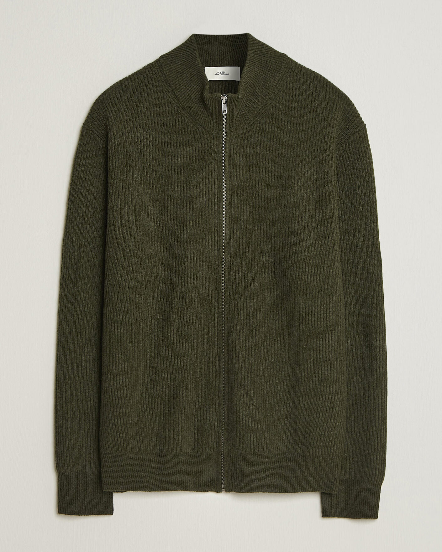 Mies | Puserot | LES DEUX | Wool Rib Knitter Zip Rosin Green