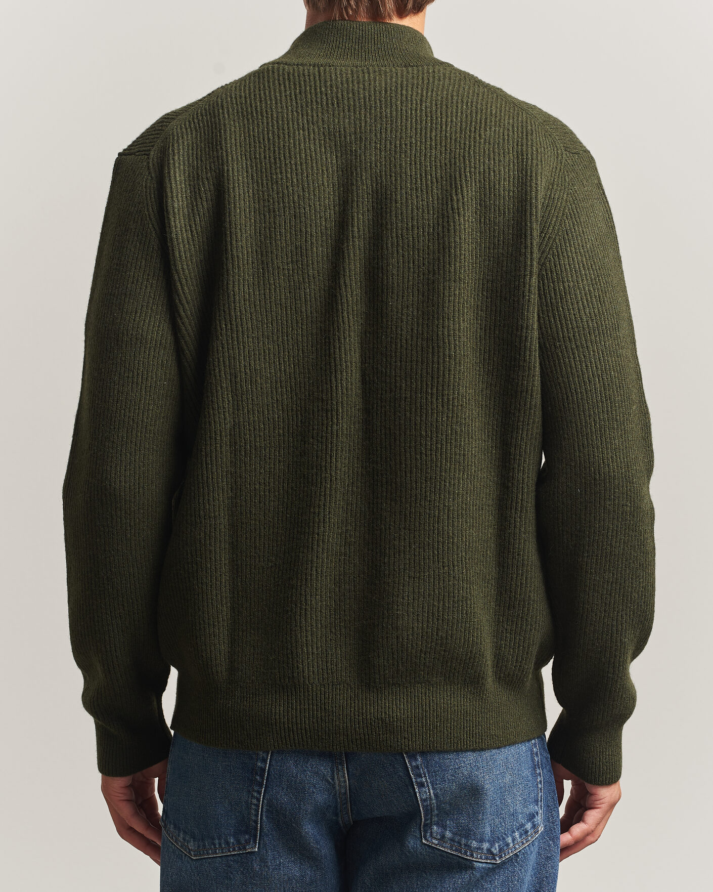 Mies | Puserot | LES DEUX | Wool Rib Knitter Zip Rosin Green