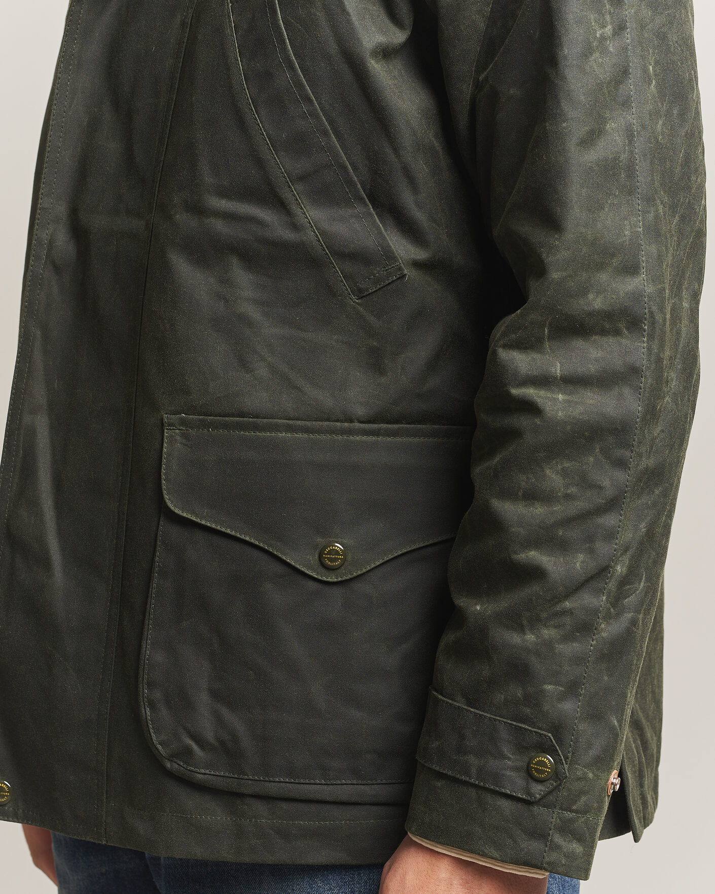 Mies | Takit | Manifattura Ceccarelli | Rain Caban Wax Cloth Dark Green