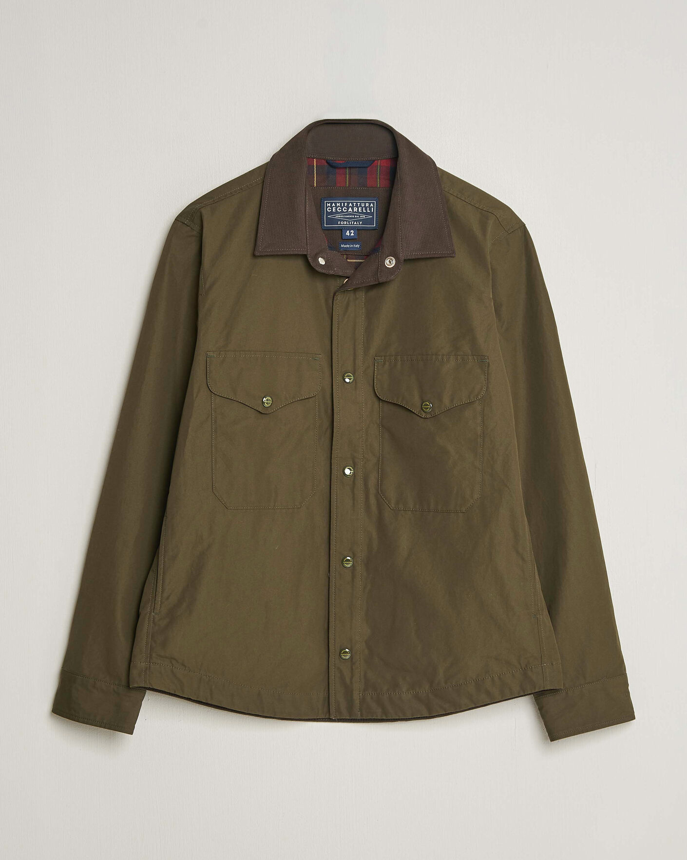Mies | Takit | Manifattura Ceccarelli | Double Pocket Shirt Jacket Military Green