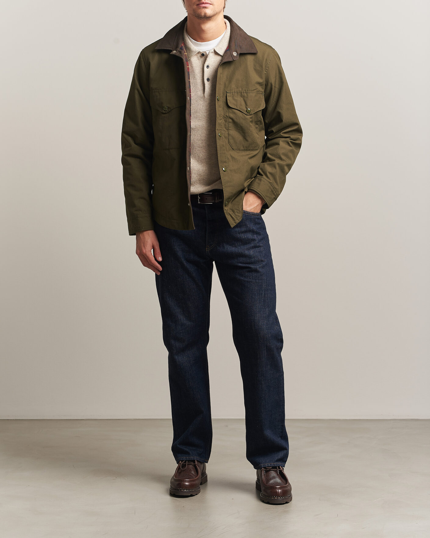 Mies | Takit | Manifattura Ceccarelli | Double Pocket Shirt Jacket Military Green