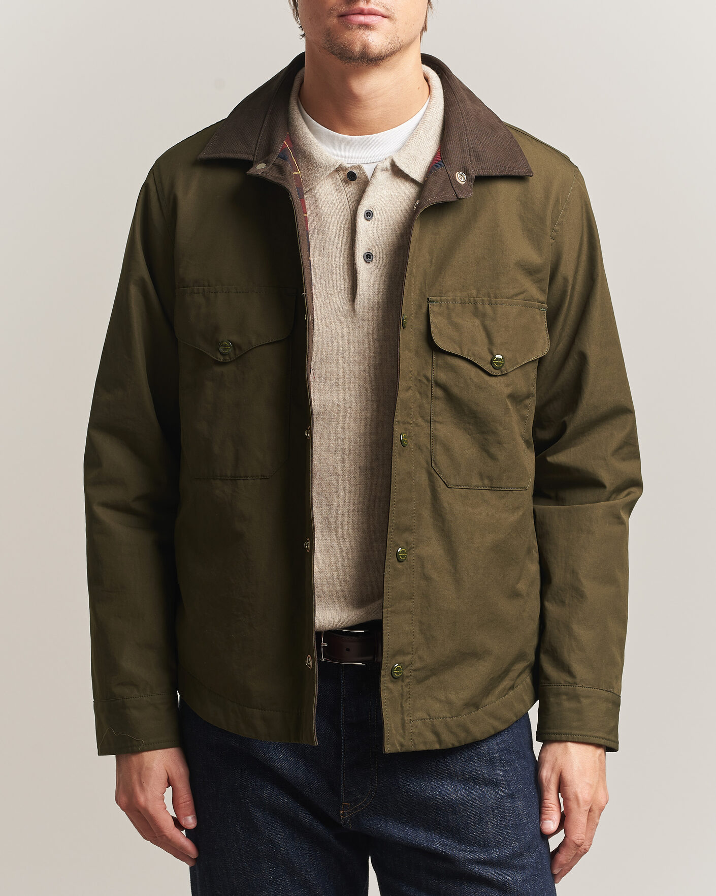 Mies | Takit | Manifattura Ceccarelli | Double Pocket Shirt Jacket Military Green