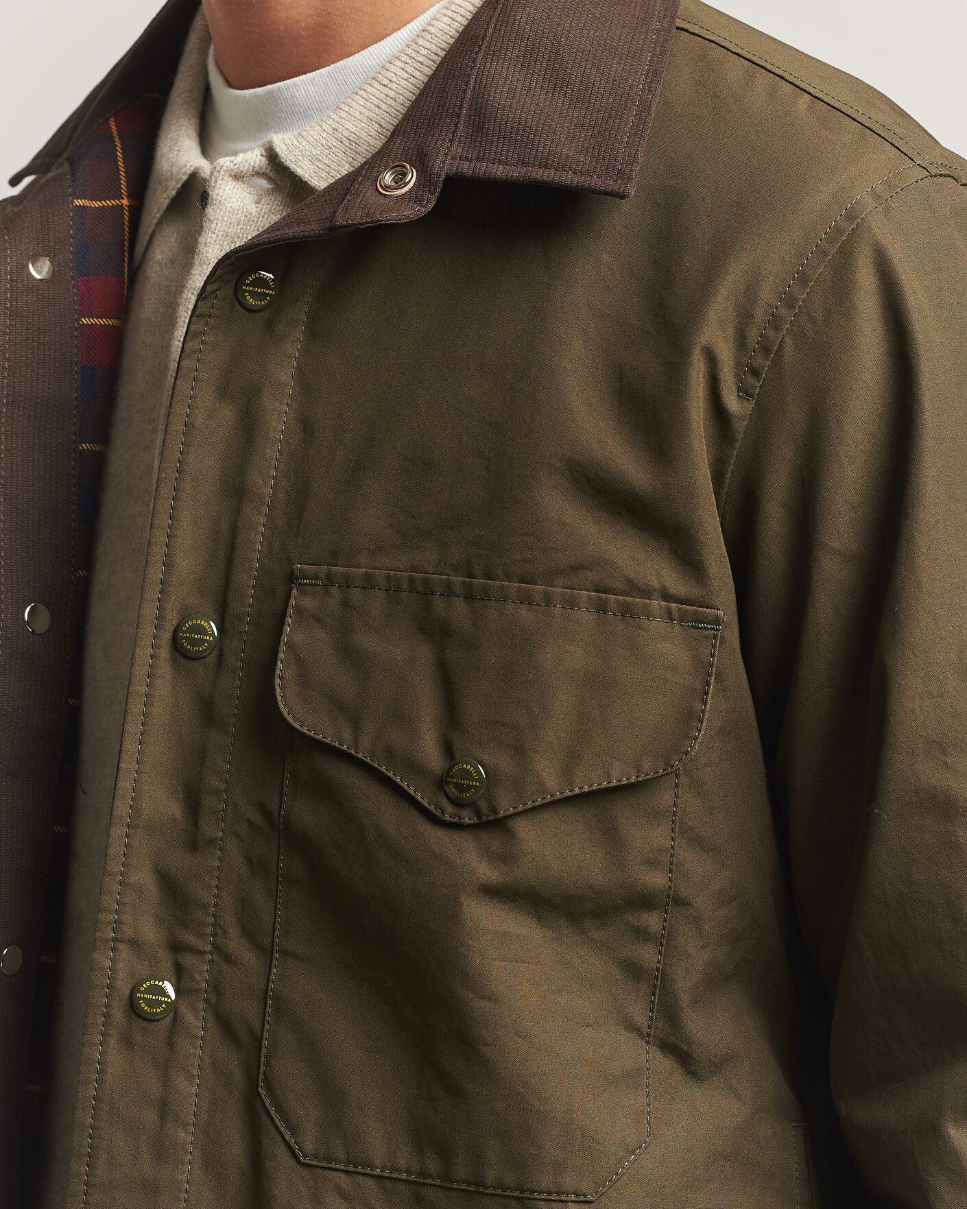 Mies | Takit | Manifattura Ceccarelli | Double Pocket Shirt Jacket Military Green