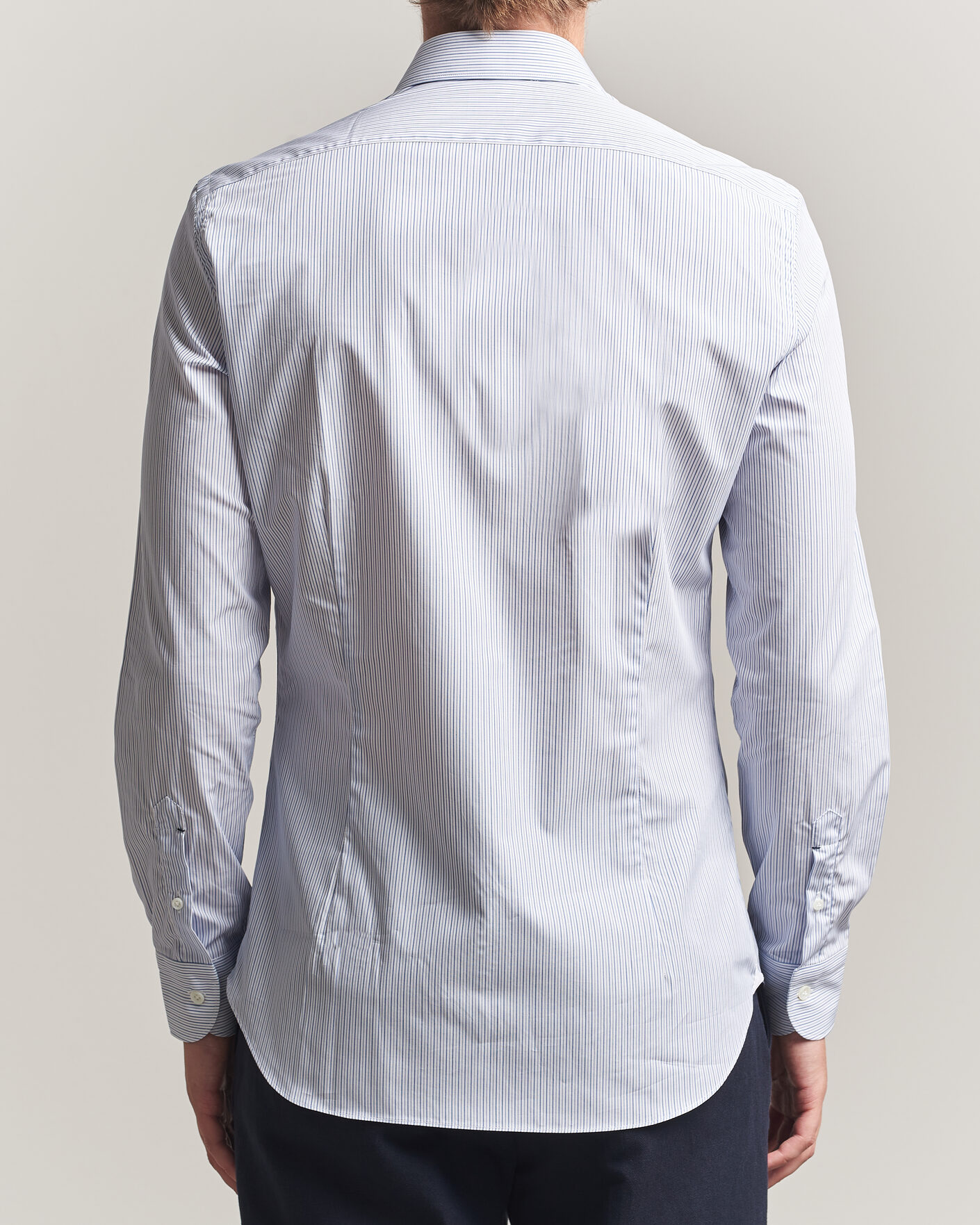 Mies | Kauluspaidat | Mazzarelli | Soft Cotton Popeline Shirt Blue Stripe