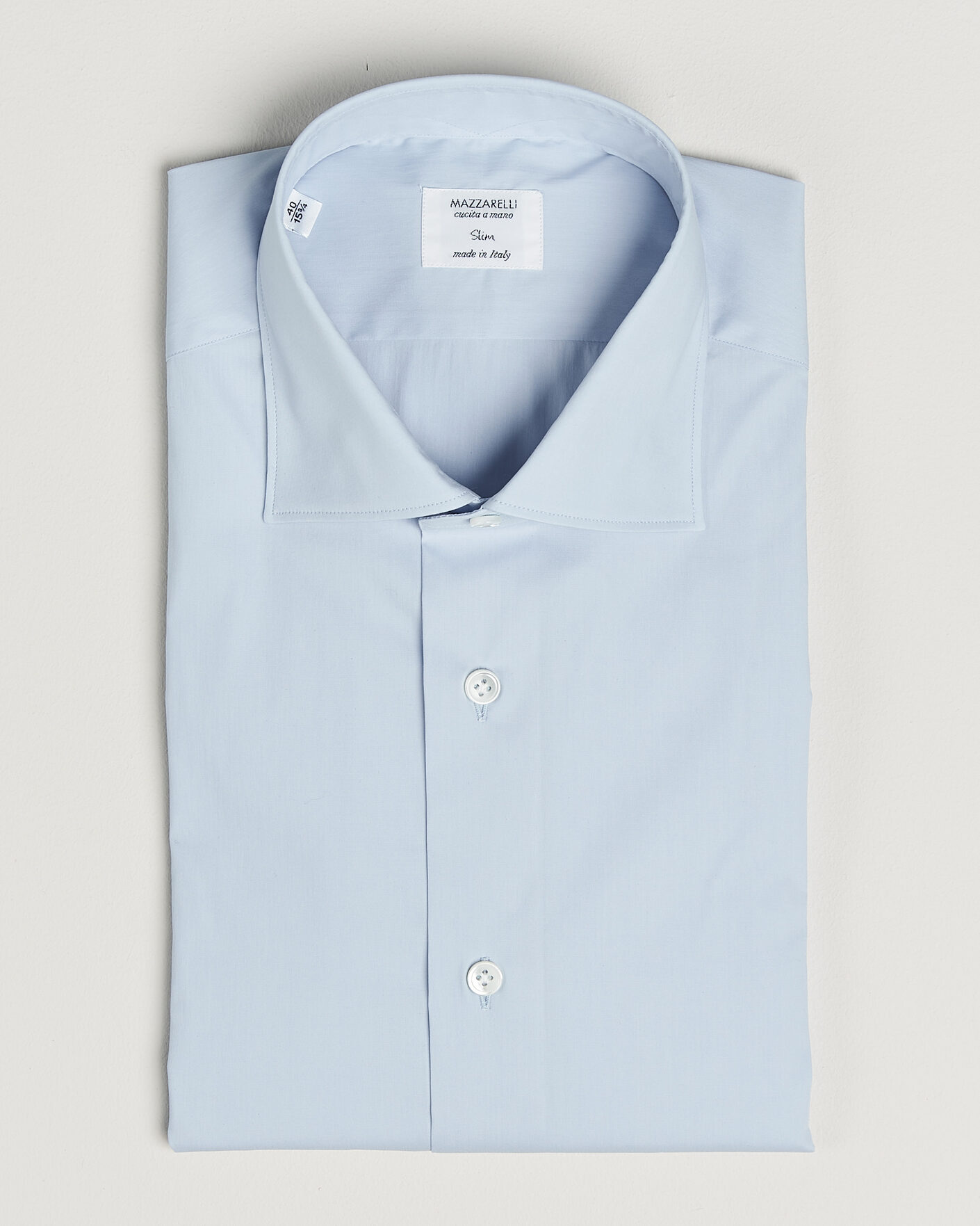 Mies | Kauluspaidat | Mazzarelli | Soft Cotton Popeline Shirt Light Blue