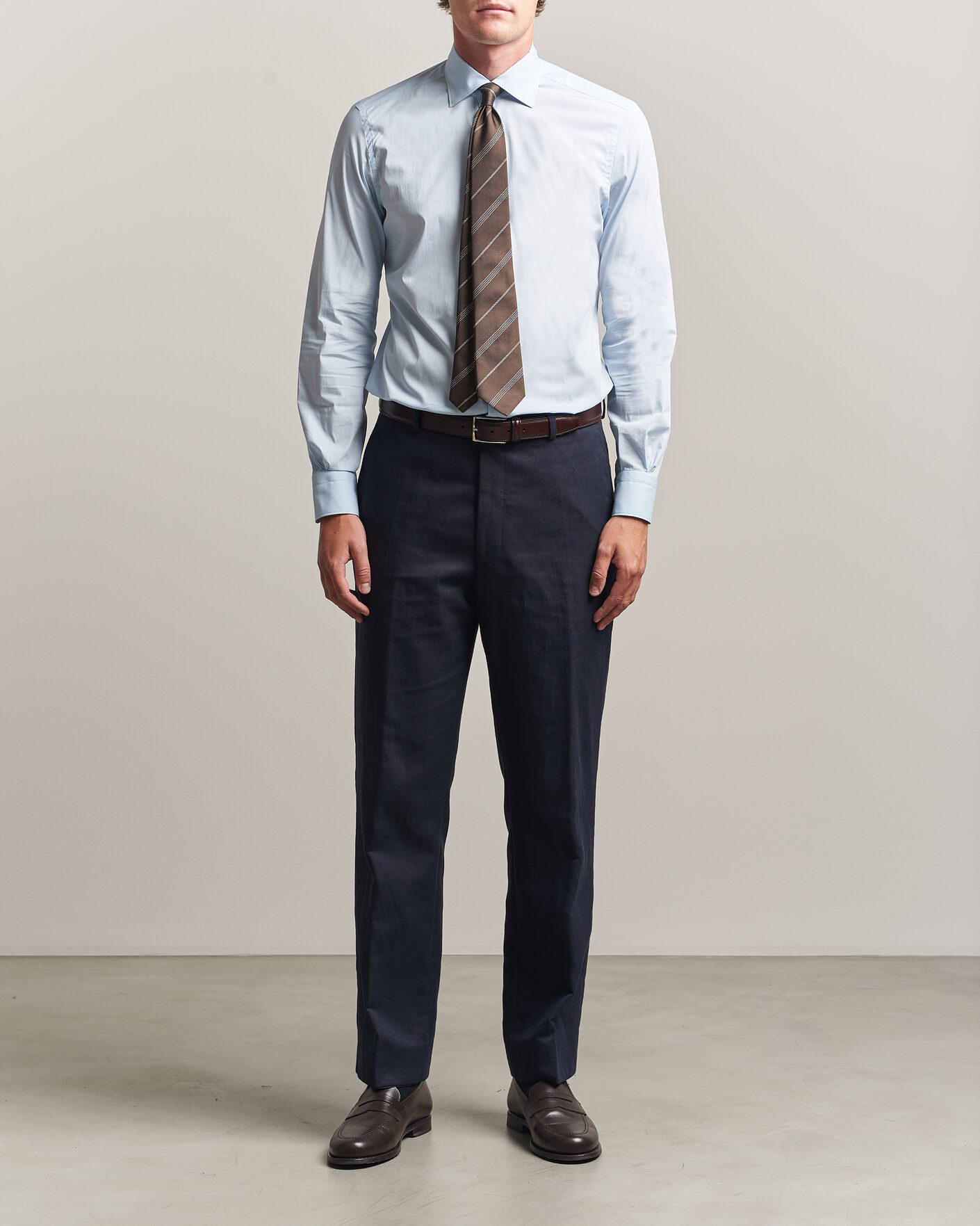 Mies | Kauluspaidat | Mazzarelli | Soft Cotton Popeline Shirt Light Blue