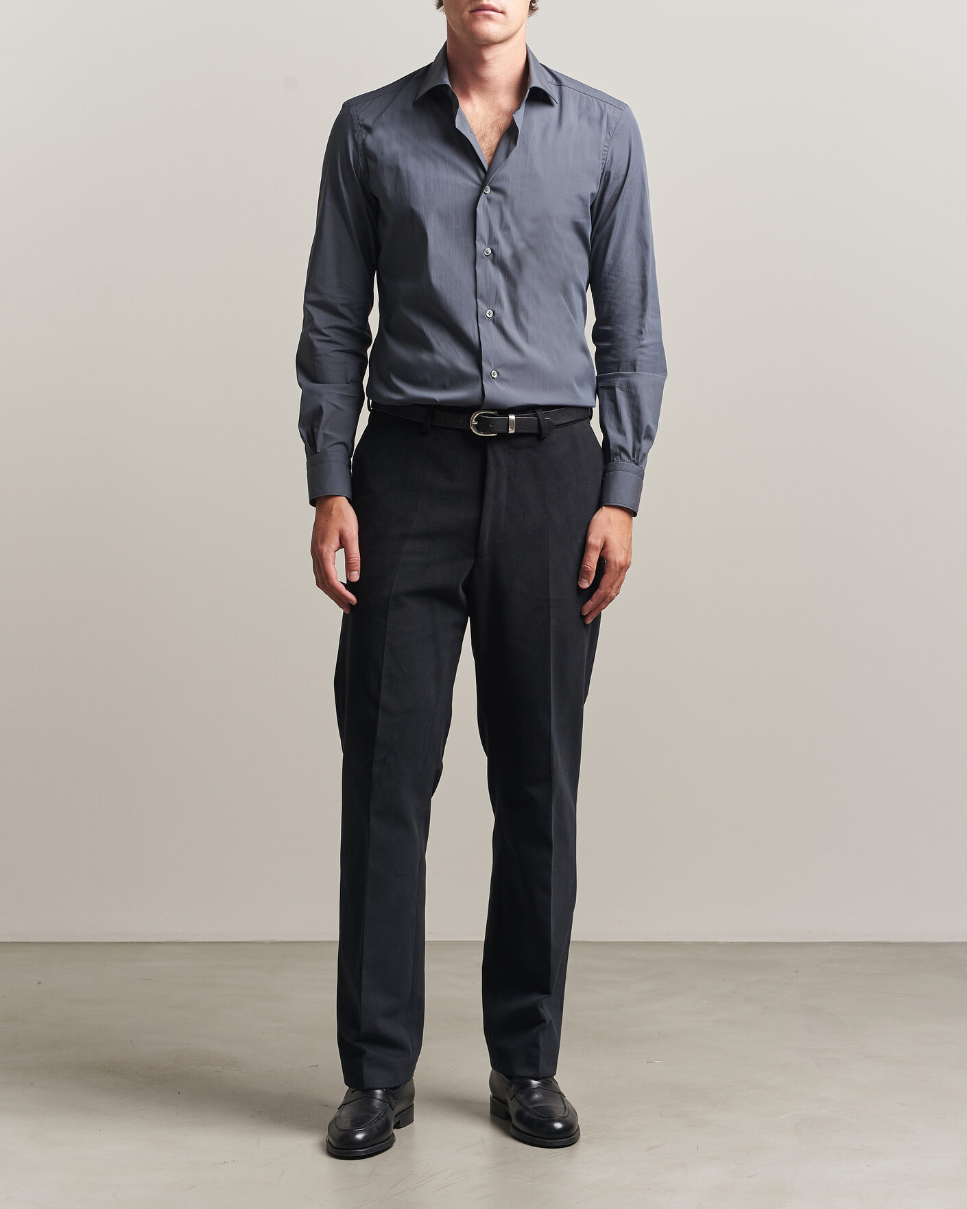 Mies | Kauluspaidat | Mazzarelli | Soft Cotton Popeline Shirt Grey