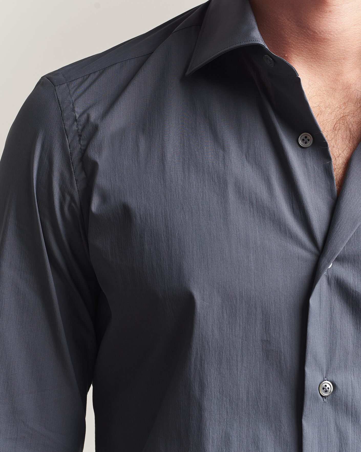 Mies | Kauluspaidat | Mazzarelli | Soft Cotton Popeline Shirt Grey