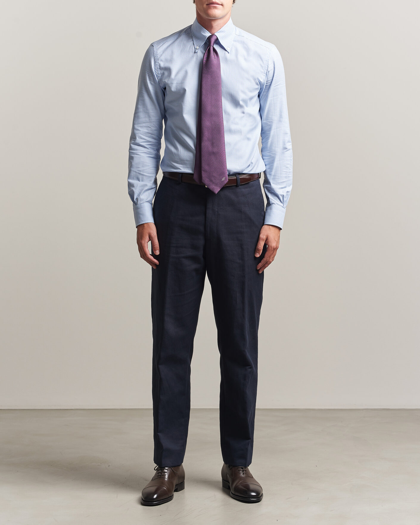 Mies | Kauluspaidat | Mazzarelli | Soft Oxford Button Down Shirt Light Blue Check
