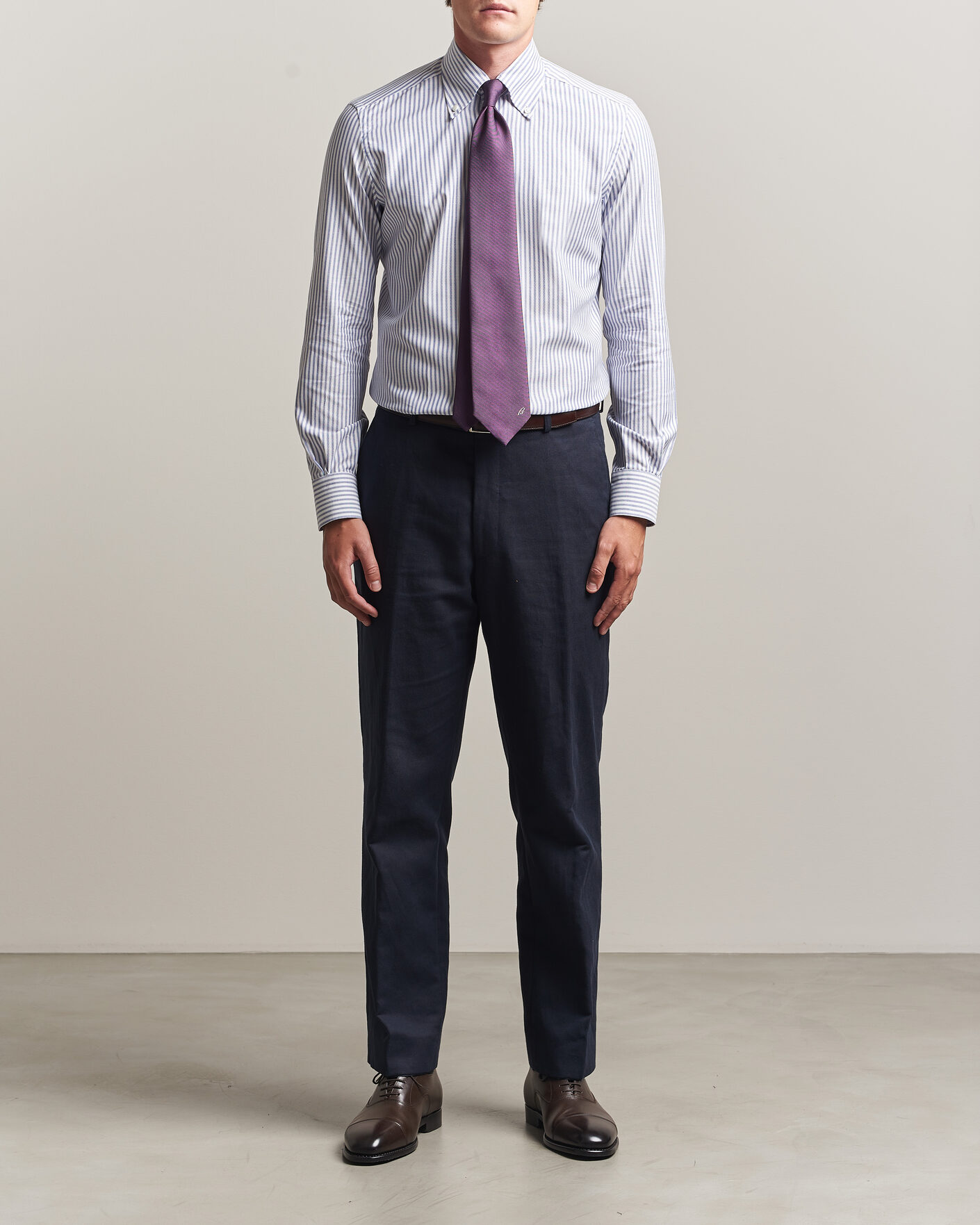 Mies | Kauluspaidat | Mazzarelli | Soft Oxford Button Down Shirt Blue Stripe