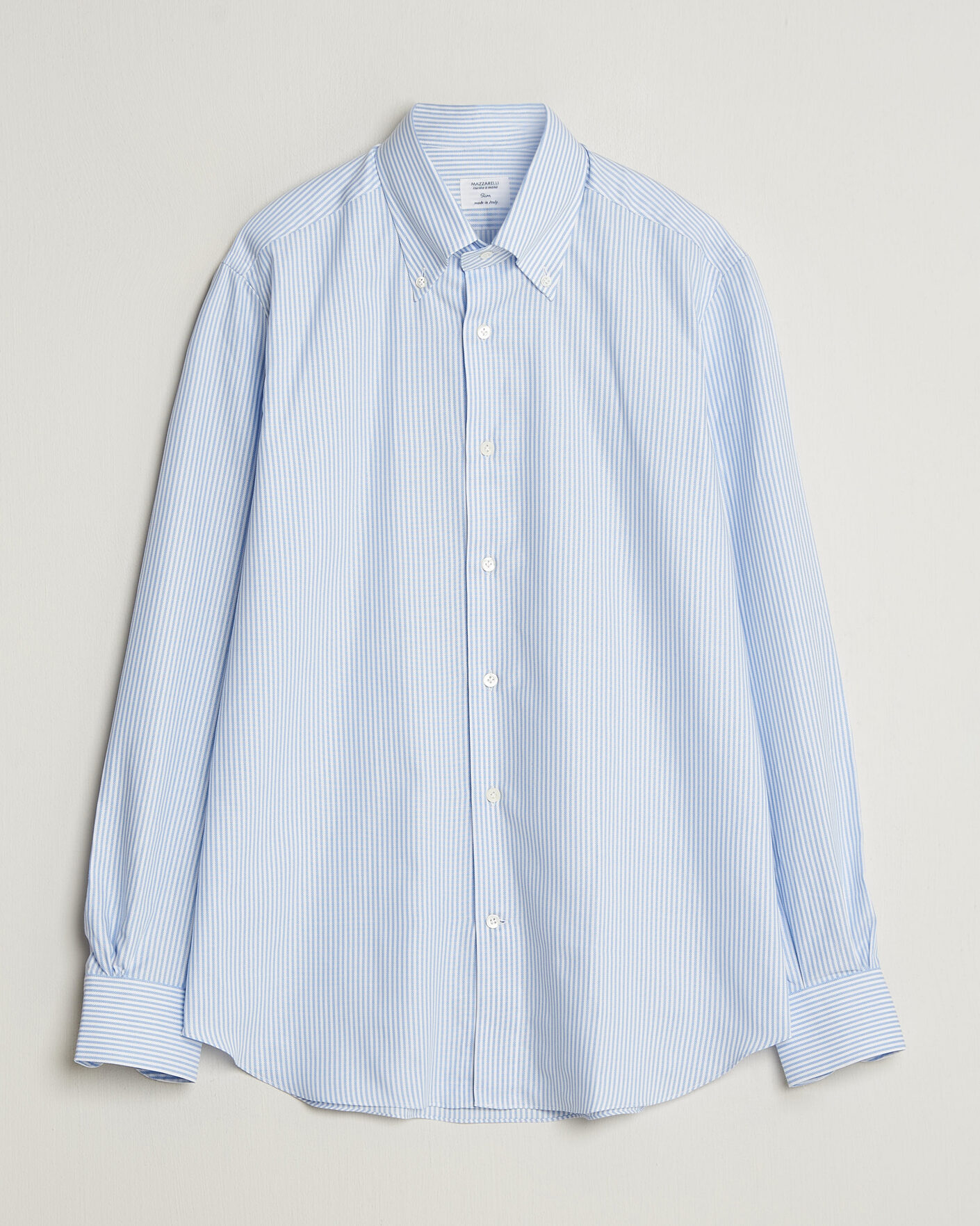 Mies | Kauluspaidat | Mazzarelli | Soft Oxford Button Down Shirt Light Blue Stripe