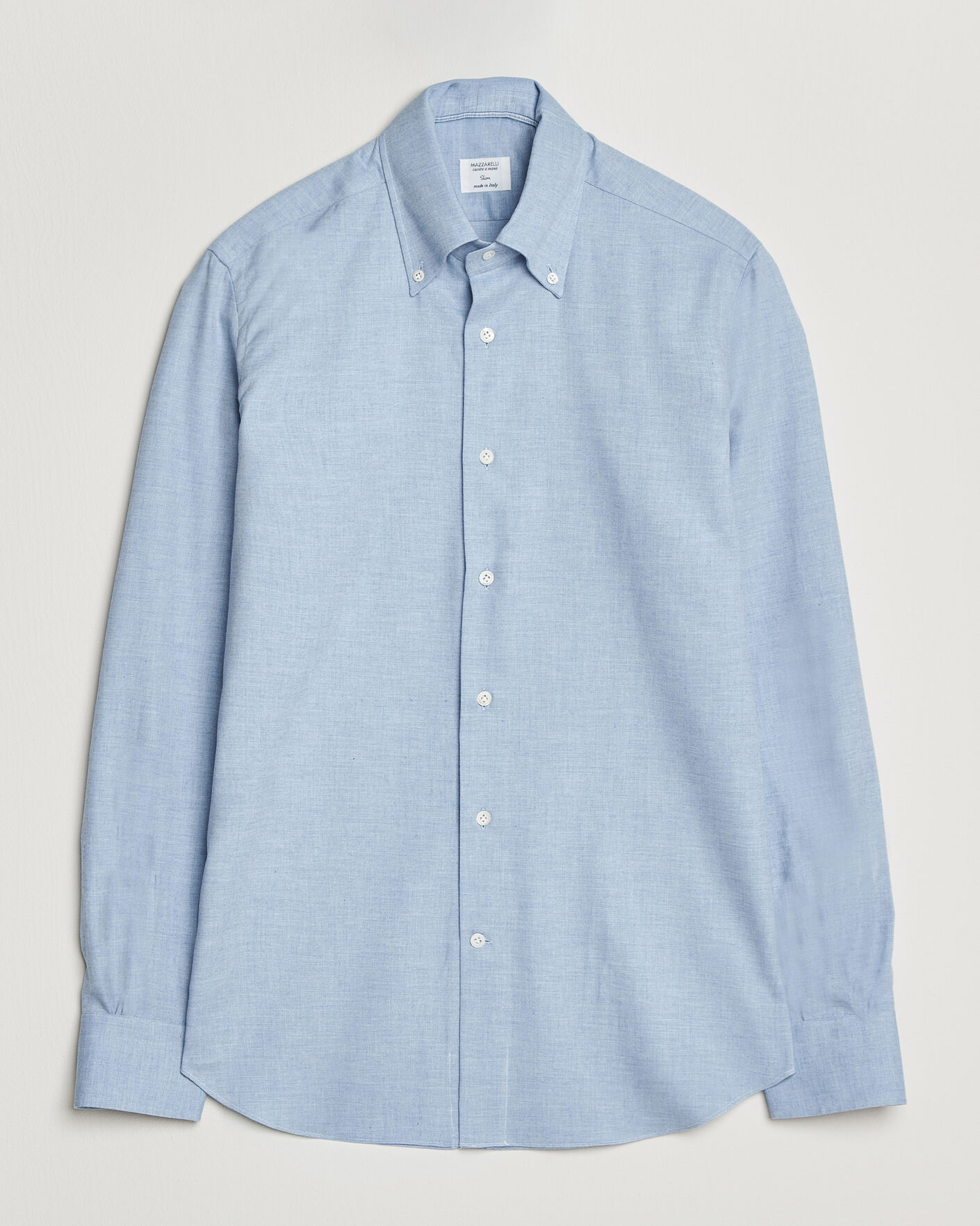 Mies | Kauluspaidat | Mazzarelli | Soft Flannel Button Down Shirt Light Blue