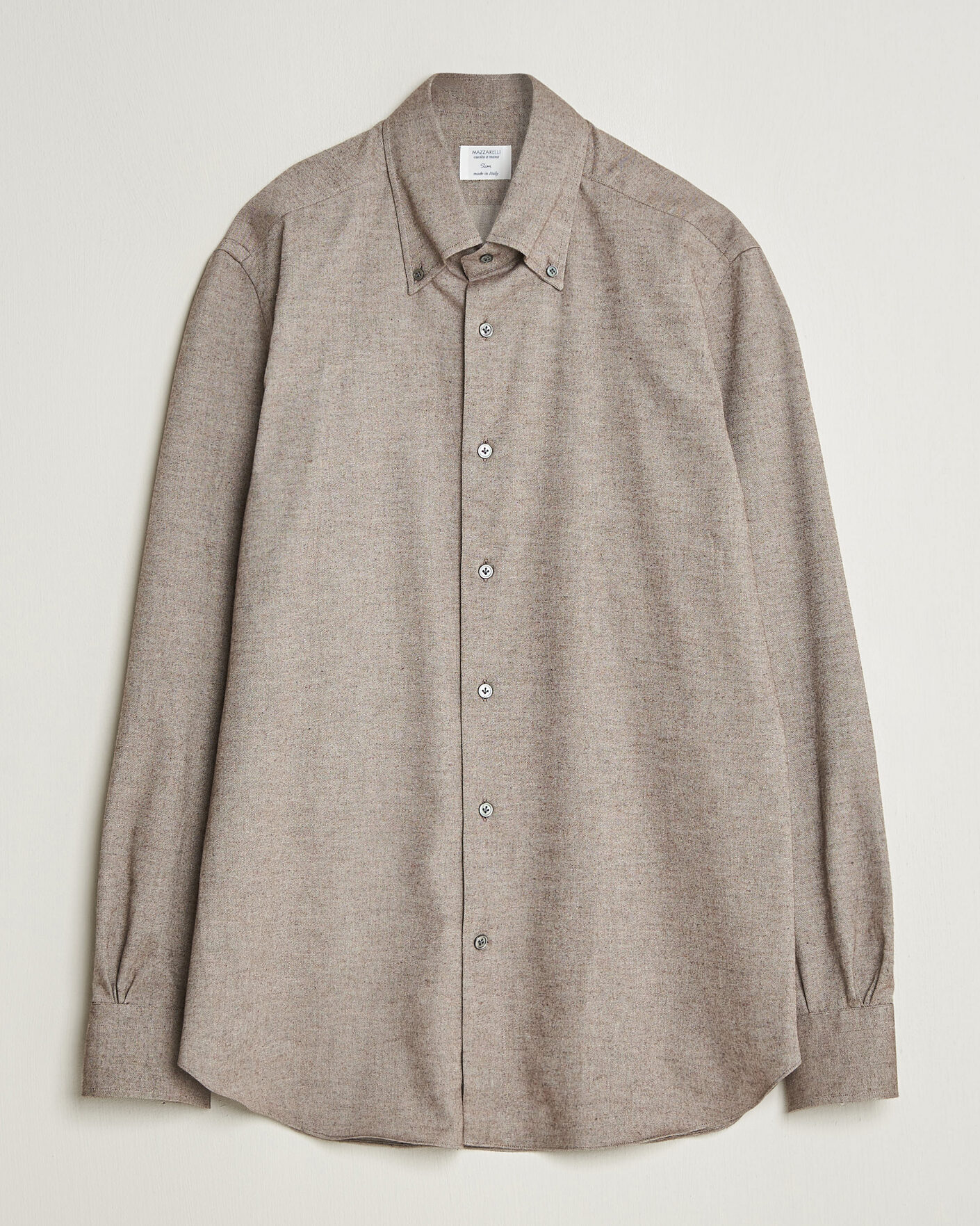 Mies | Kauluspaidat | Mazzarelli | Soft Flannel Button Down Shirt Taupe