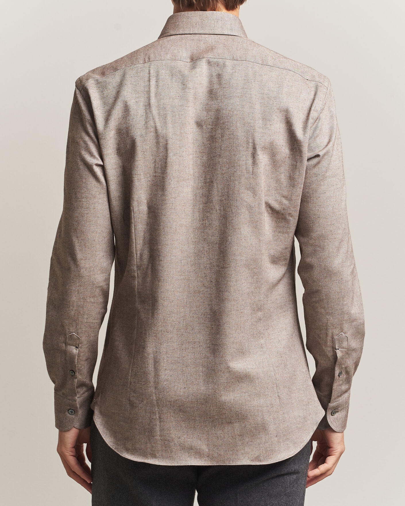 Mies | Kauluspaidat | Mazzarelli | Soft Flannel Button Down Shirt Taupe
