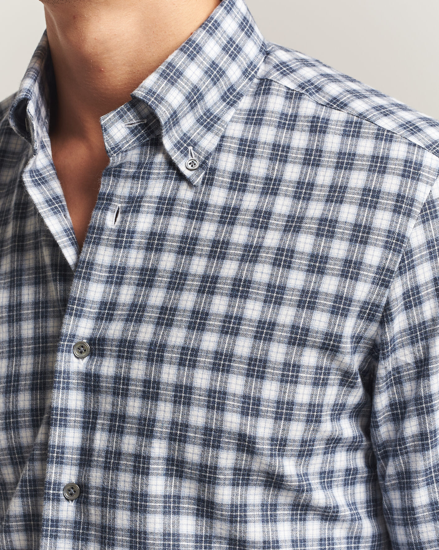 Mies | Kauluspaidat | Mazzarelli | Soft Flannel Button Down Shirt Navy
