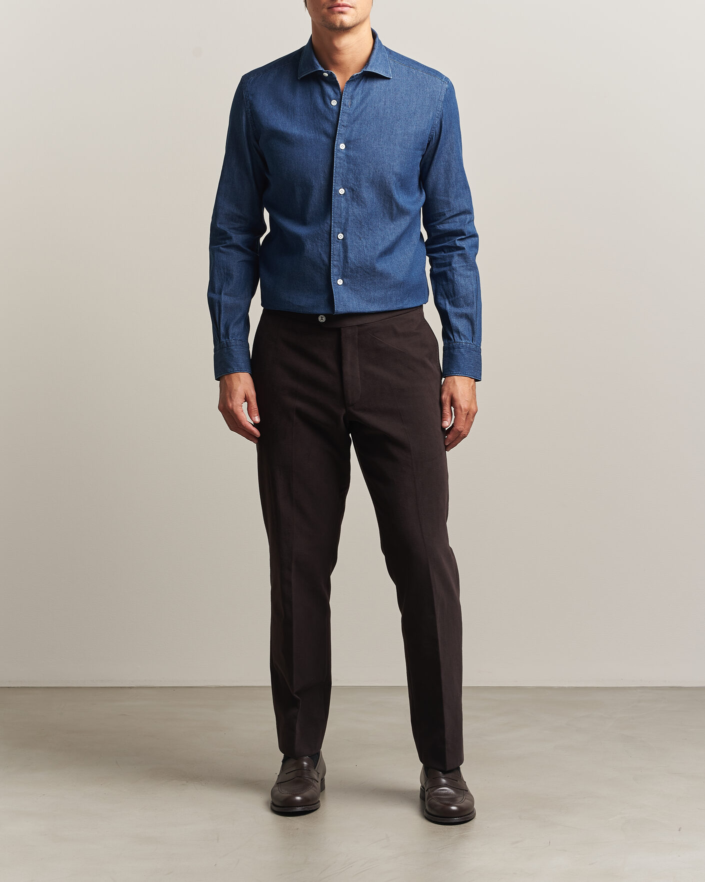 Mies | Kauluspaidat | Mazzarelli | Soft Denim Shirt Blue Wash