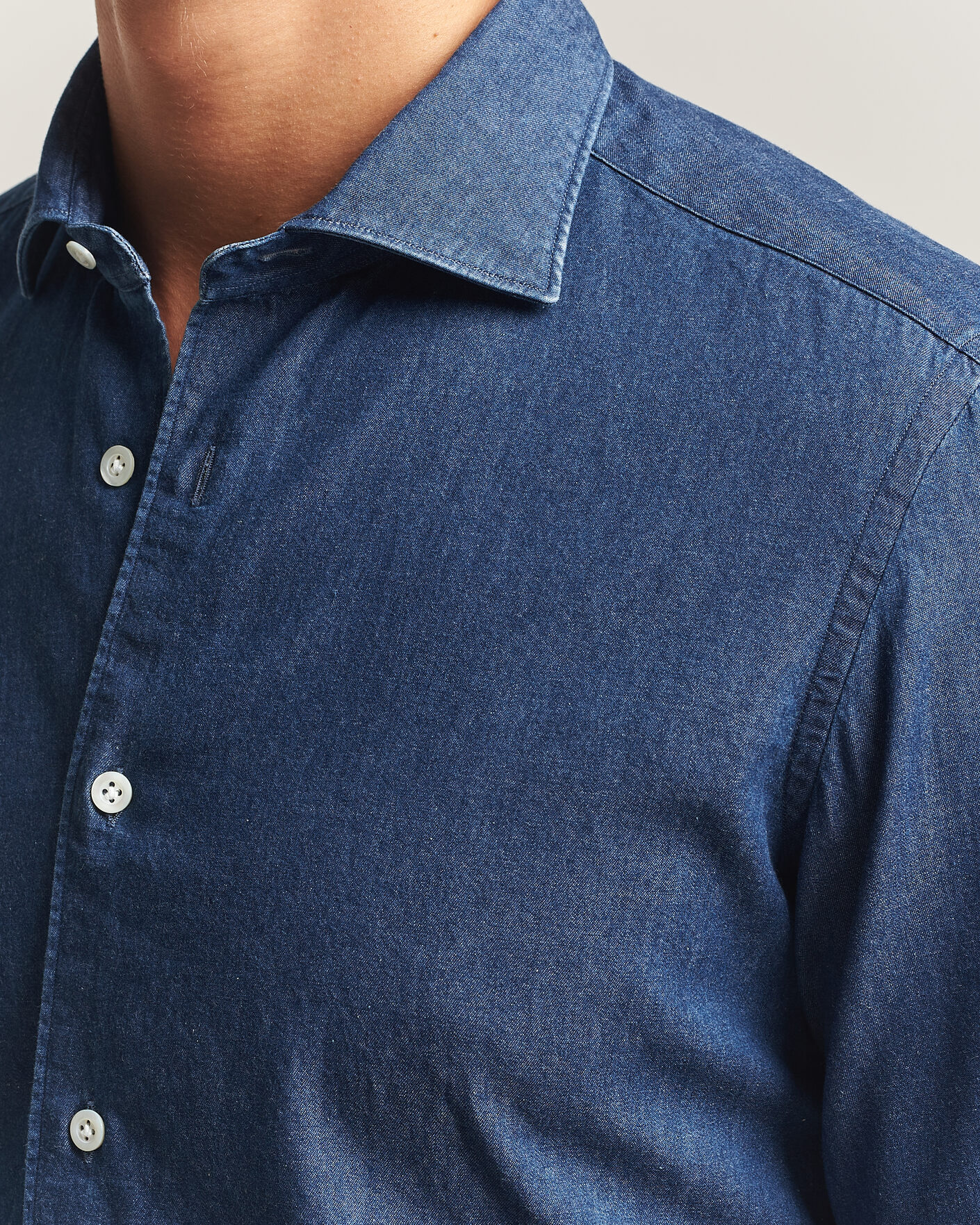 Mies | Kauluspaidat | Mazzarelli | Soft Denim Shirt Blue Wash