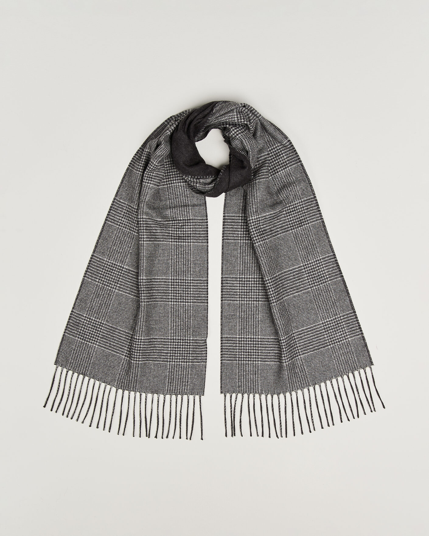 Mies | Kaulaliinat | Piacenza Cashmere | Cashmere/Silk Glencheck Scarf Grey Melange