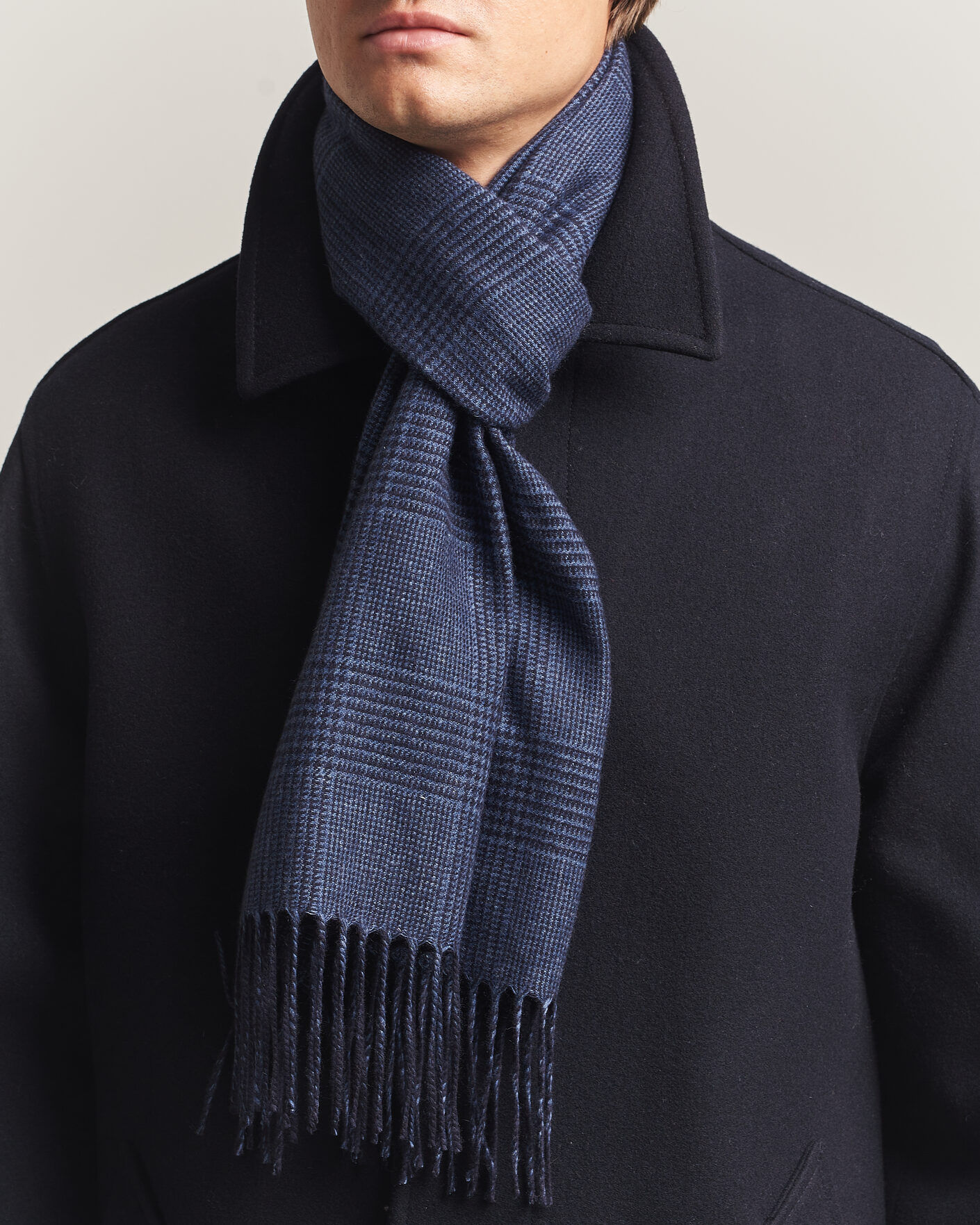 Mies | Kaulaliinat | Piacenza Cashmere | Cashmere/Silk Glencheck Scarf Navy