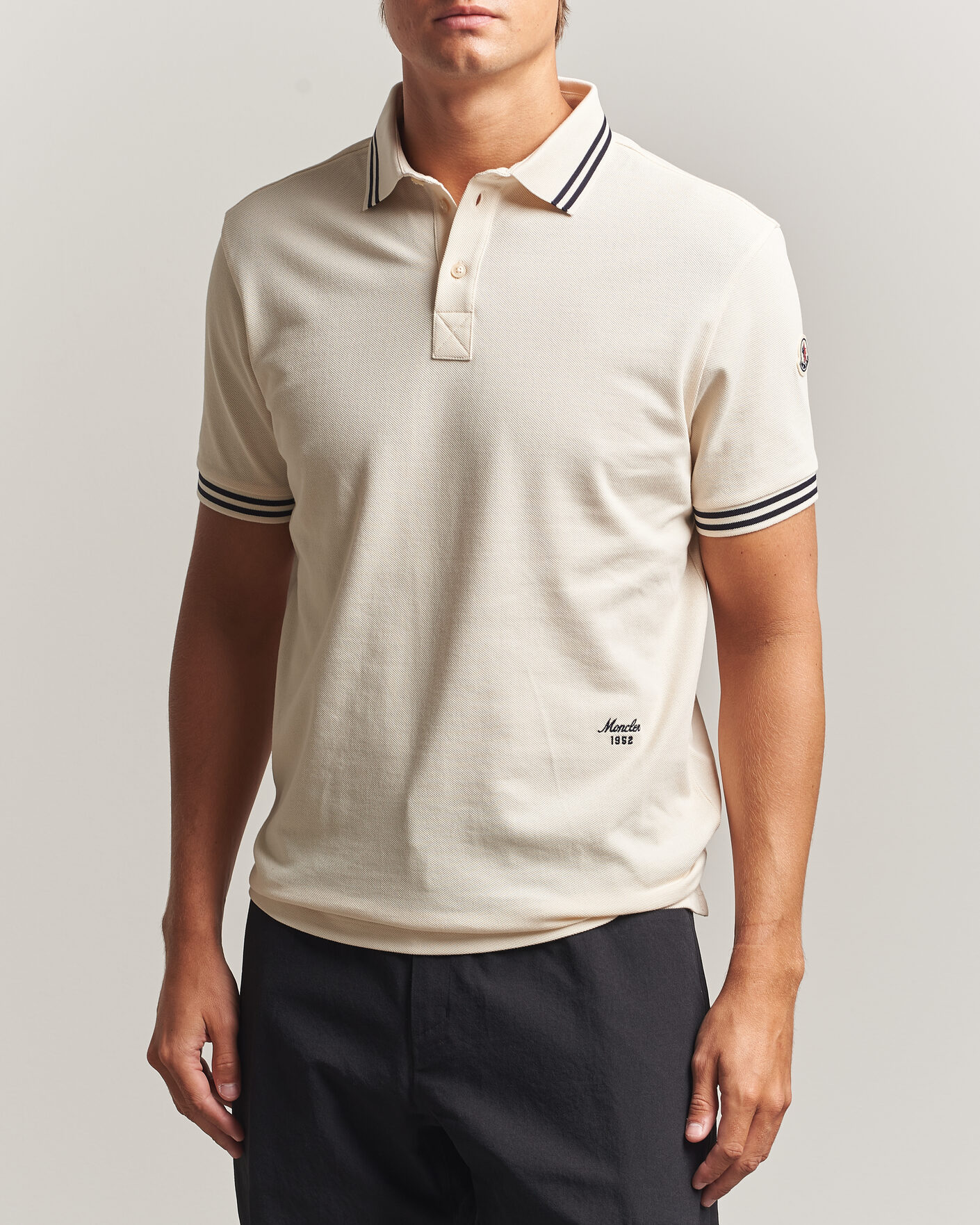 Mies | Pikeet | Moncler | Contrast Collar Polo Off White