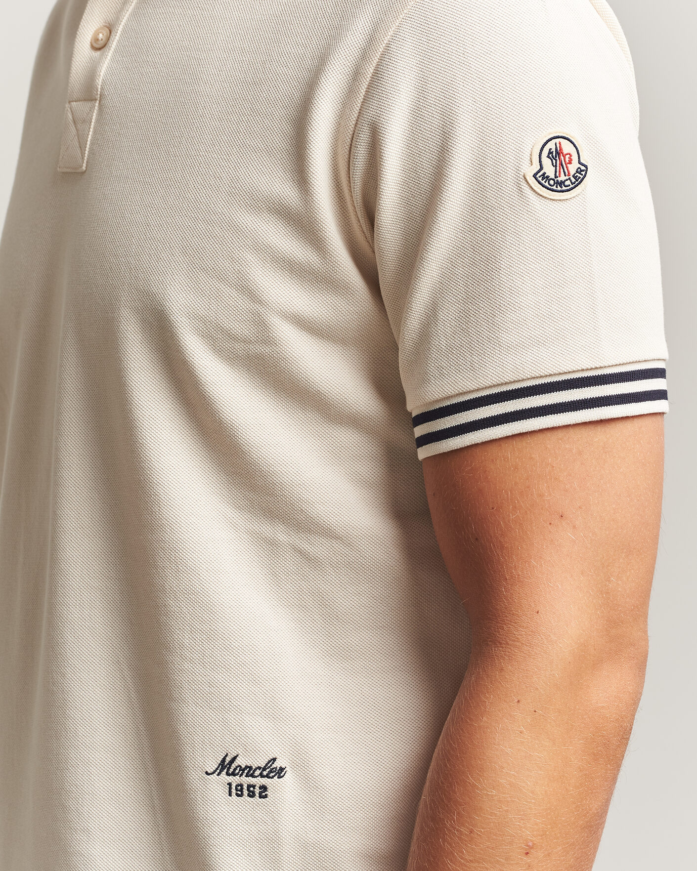 Mies | Pikeet | Moncler | Contrast Collar Polo Off White