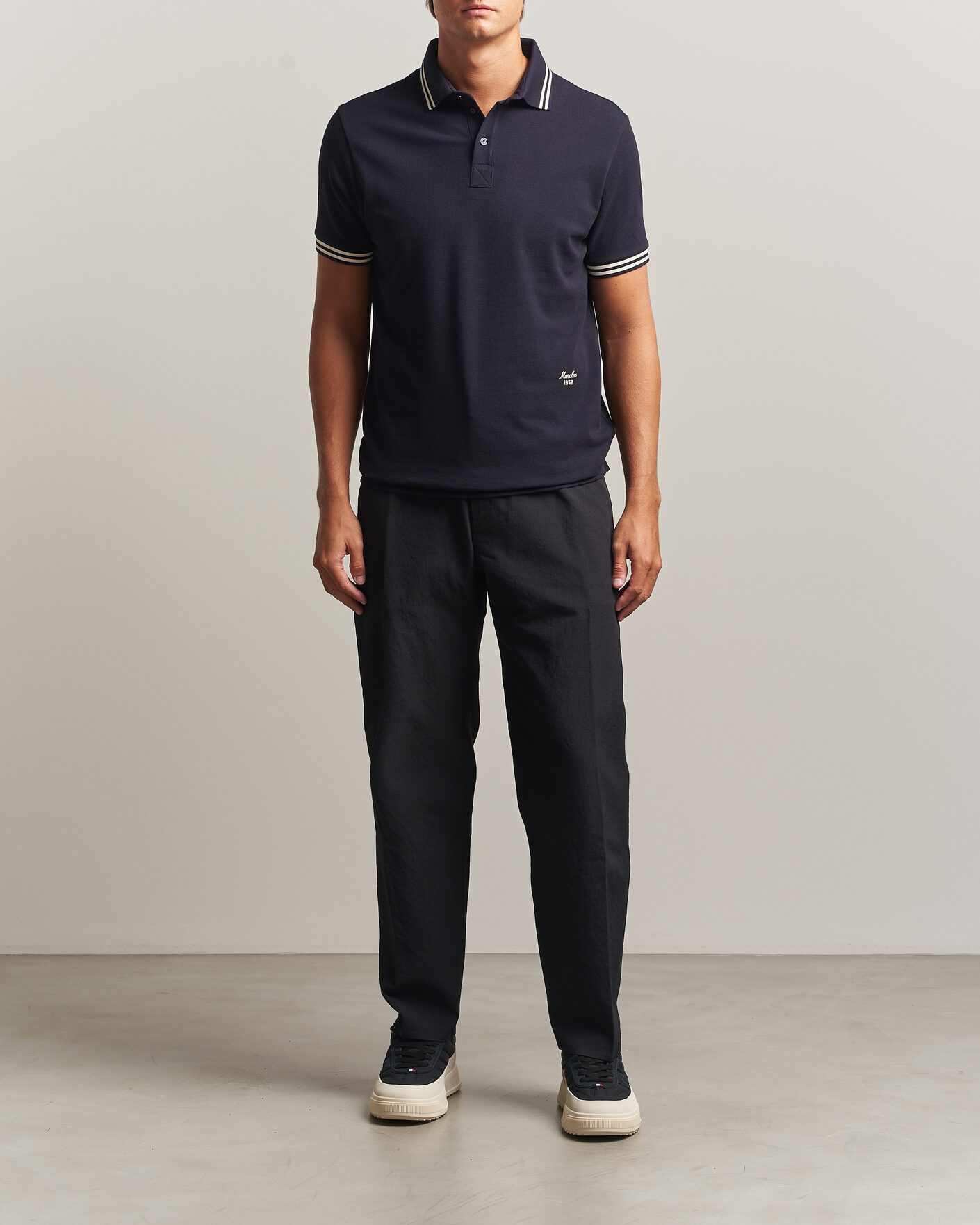 Mies | Pikeet | Moncler | Contrast Collar Polo Navy